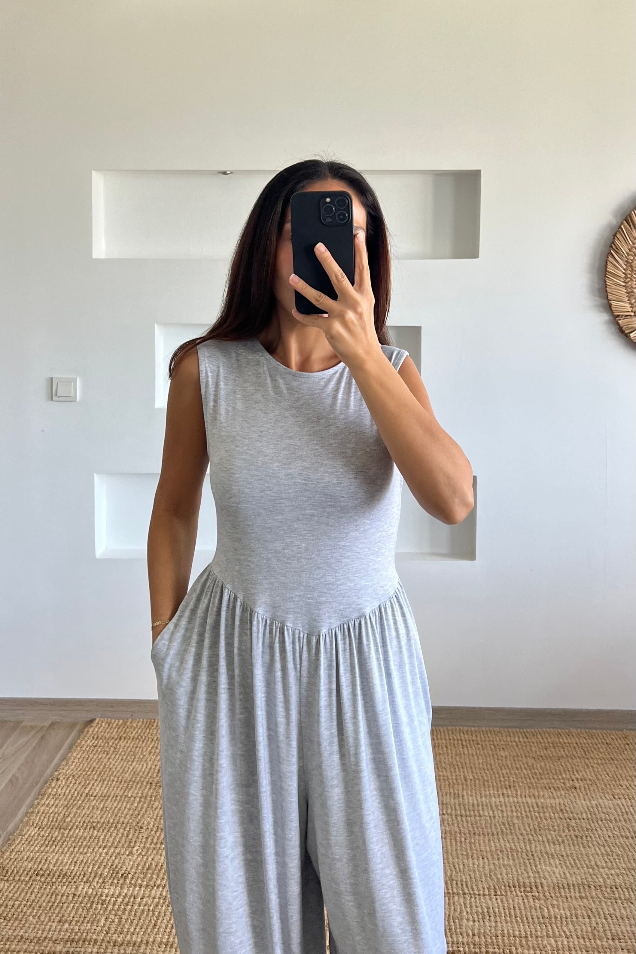 Gri Basic Şalvar Tulum uygun fiyatlarda www.butikhola.com adresinde