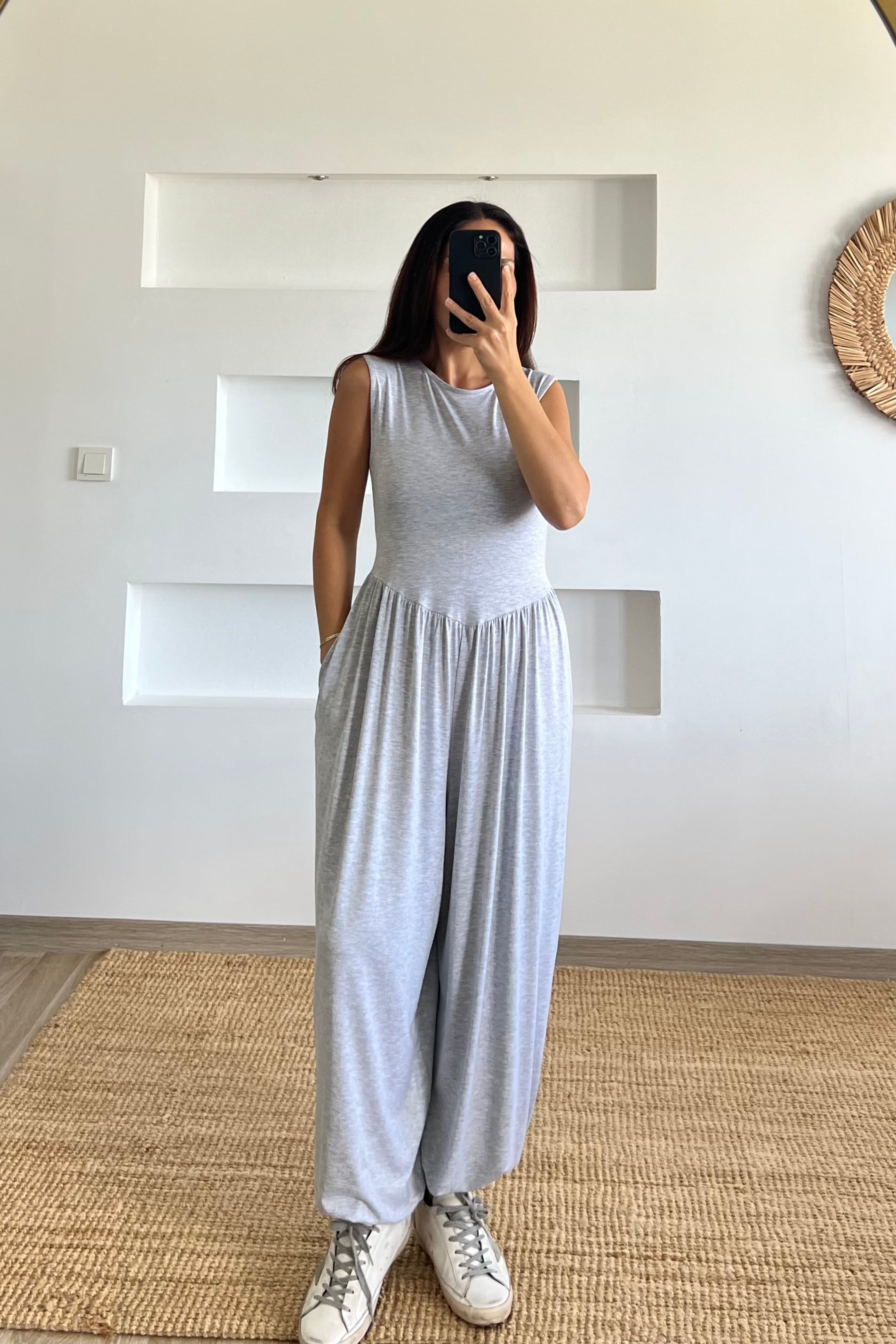 Gri Basic Şalvar Tulum uygun fiyatlarda www.butikhola.com adresinde