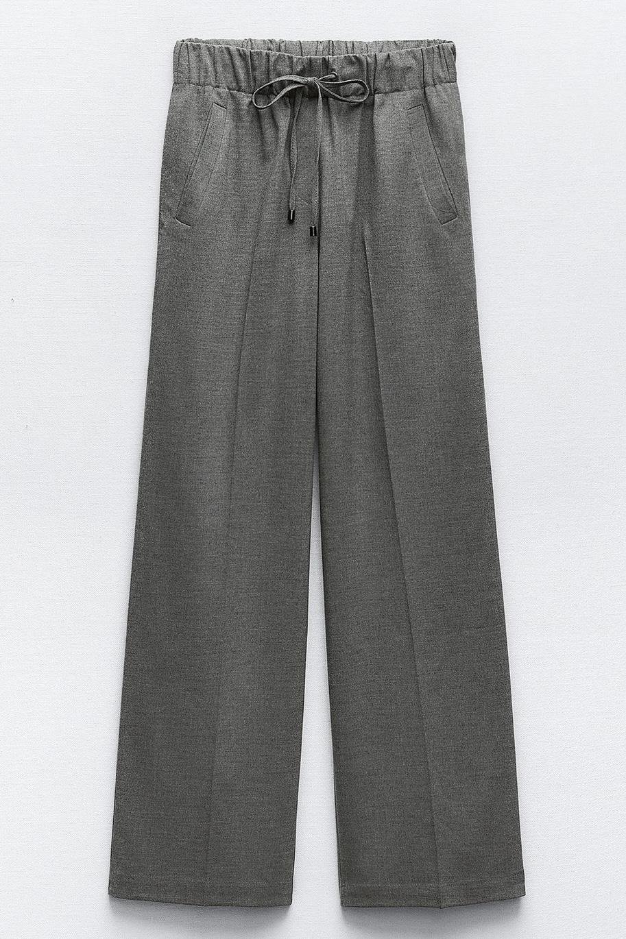 Gri Beli Elastik Geniş Paça Pantolon uygun fiyatlarda www.butikhola.com adresinde