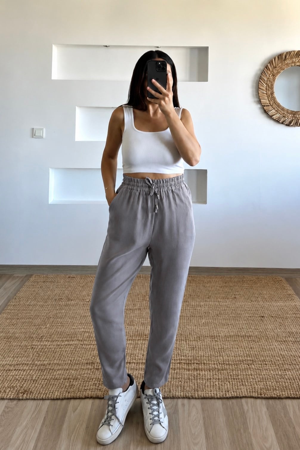 Gri Beli İplli Havuç Kesim Tensel Pantolon uygun fiyatlarda www.butikhola.com adresinde