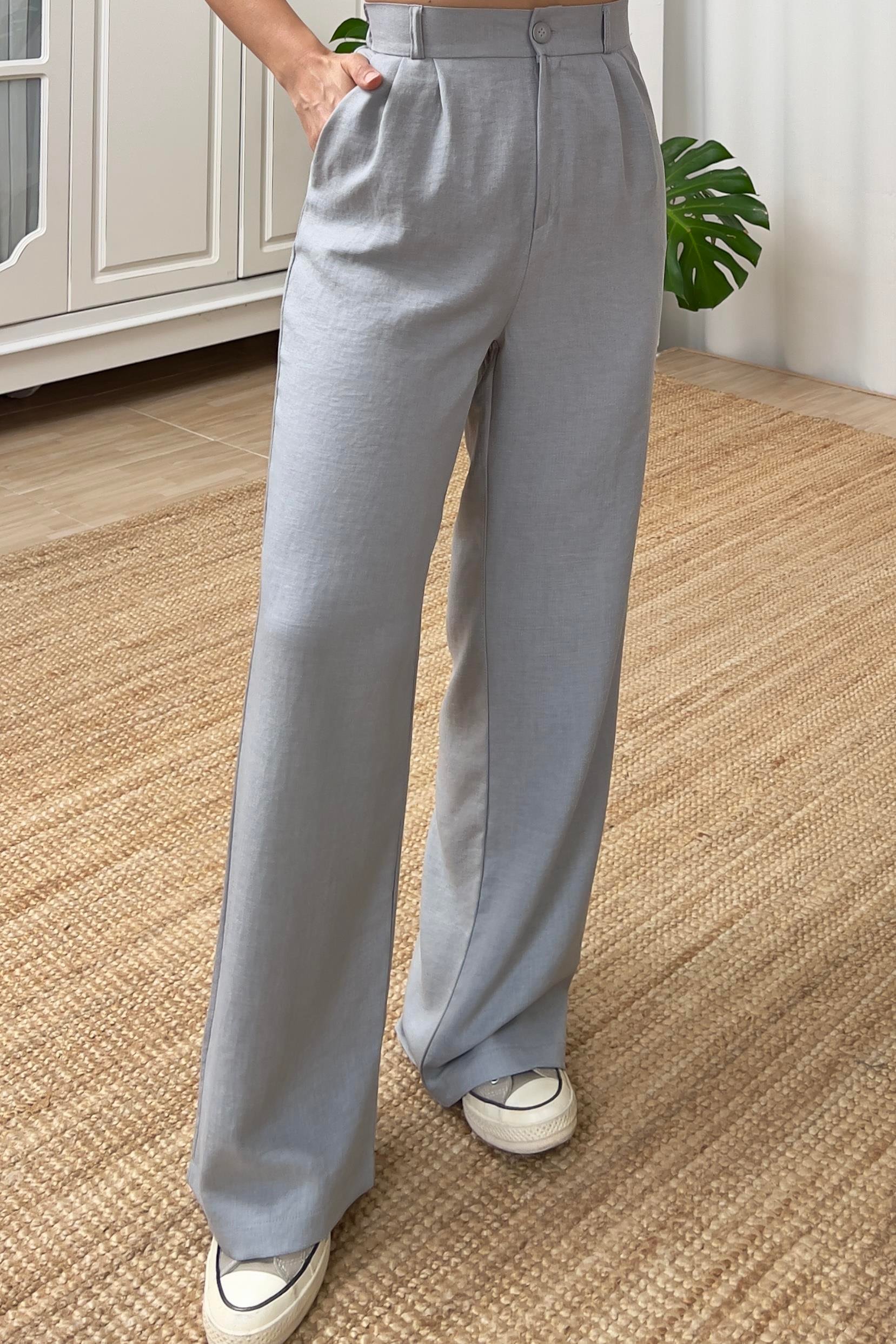 Gri Beli Lastikli Dökümlü Pantolon uygun fiyatlarda www.butikhola.com adresinde