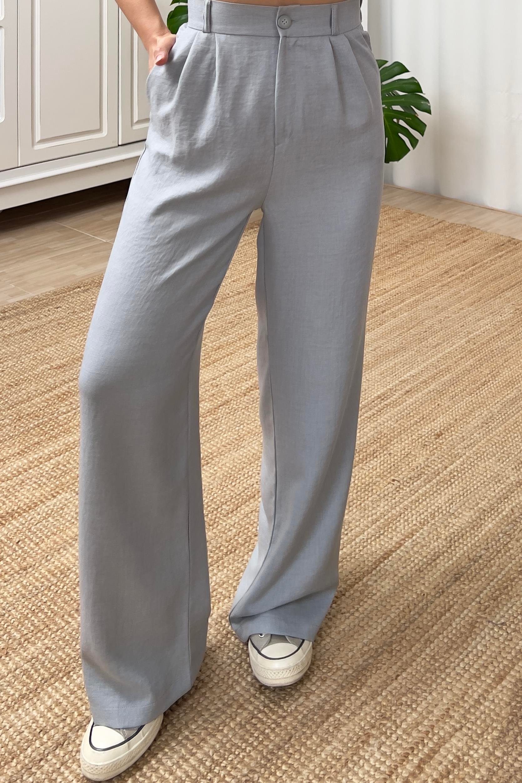 Gri Beli Lastikli Dökümlü Pantolon uygun fiyatlarda www.butikhola.com adresinde