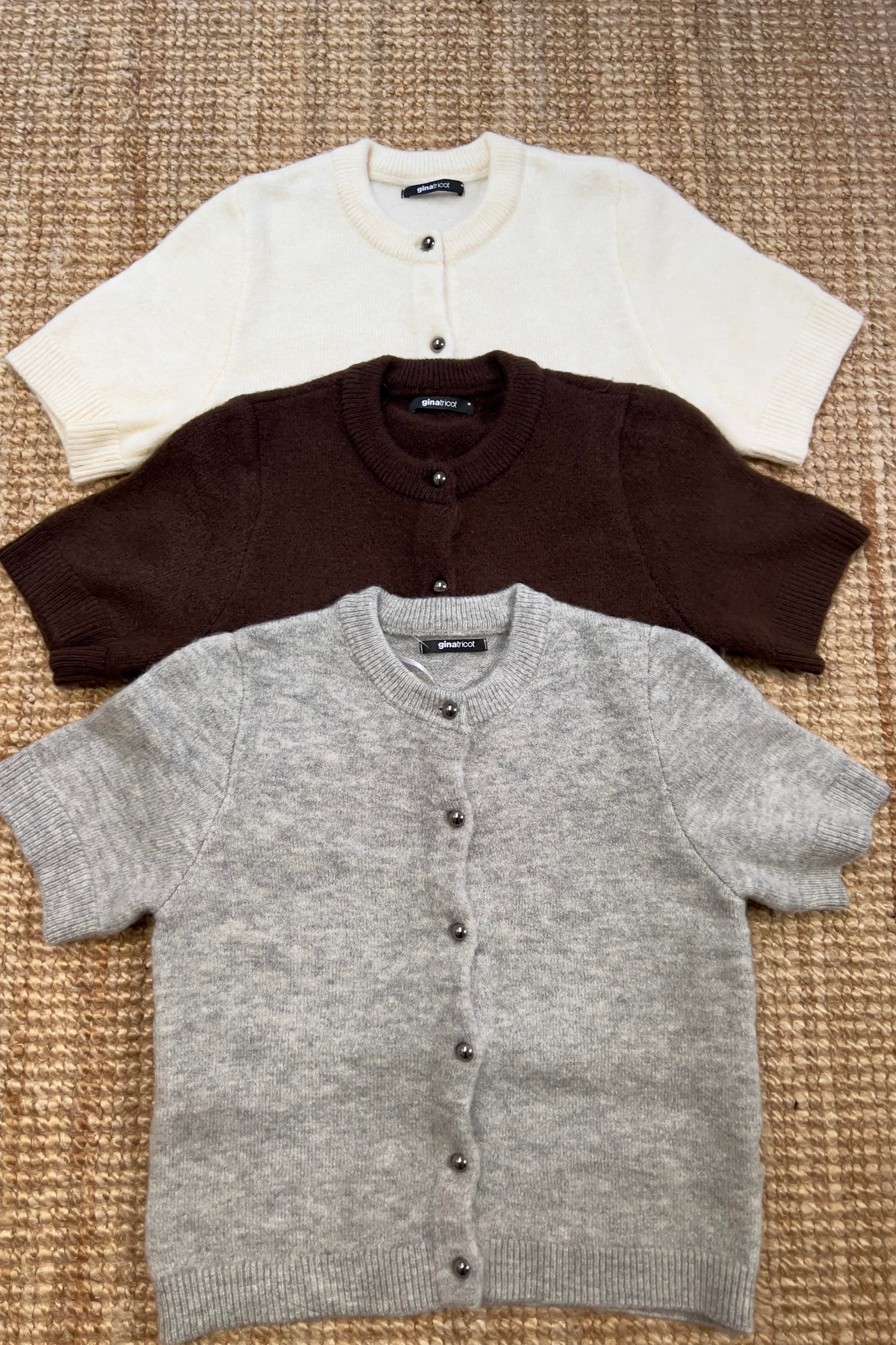 Gri İnci Düğmeli Kısa Kollu Hırka uygun fiyatlarda www.butikhola.com adresinde