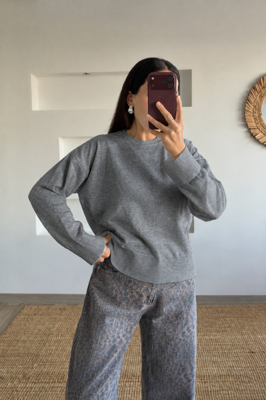 Gri Organik Pamuk Basic Kazak uygun fiyatlarda www.butikhola.com adresinde