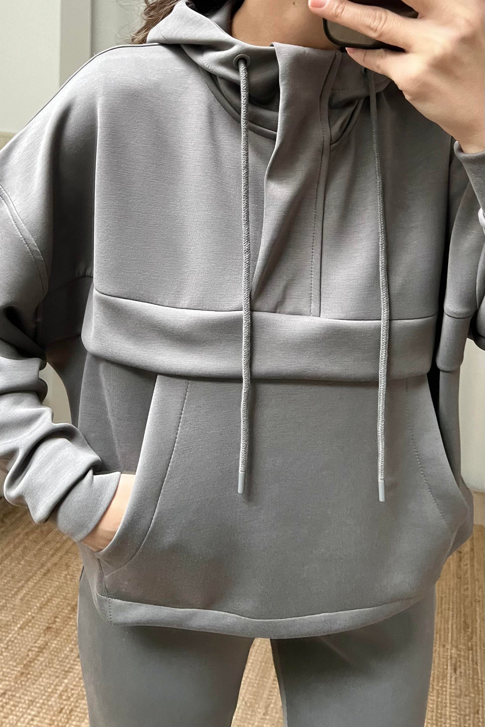 Gri Oys Kanguru Cep Modal Takım uygun fiyatlarda www.butikhola.com adresinde