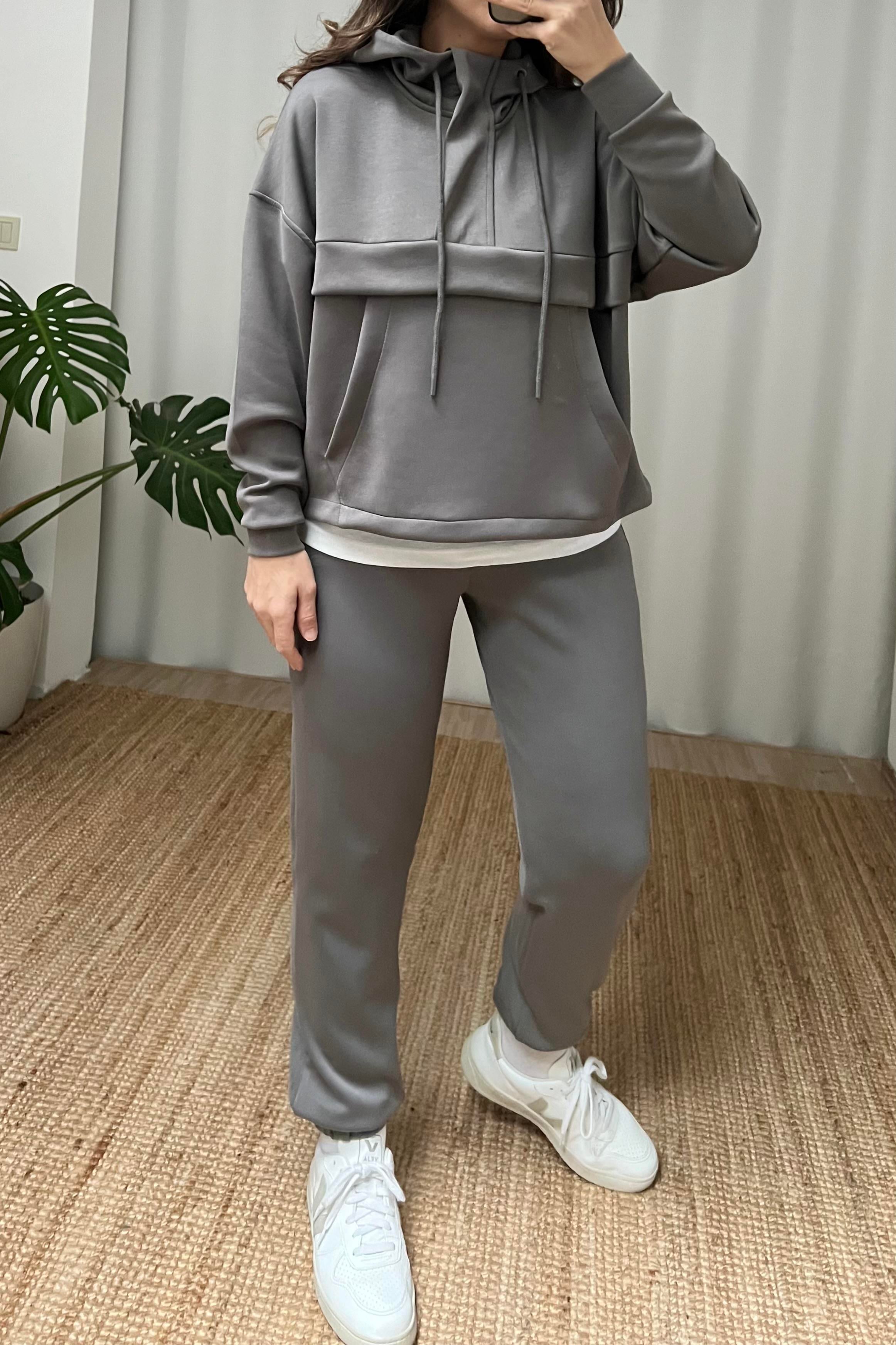 Gri Oys Kanguru Cep Modal Takım uygun fiyatlarda www.butikhola.com adresinde