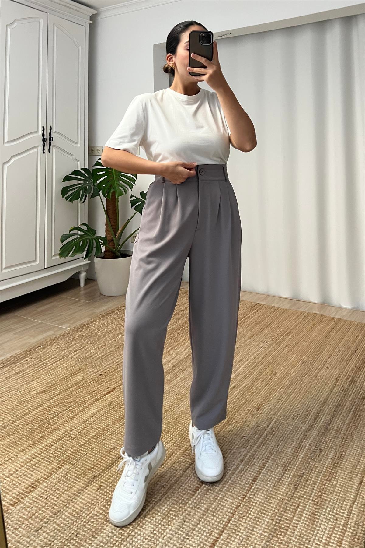 Gri Şalvar Pantolon uygun fiyatlarda www.butikhola.com adresinde