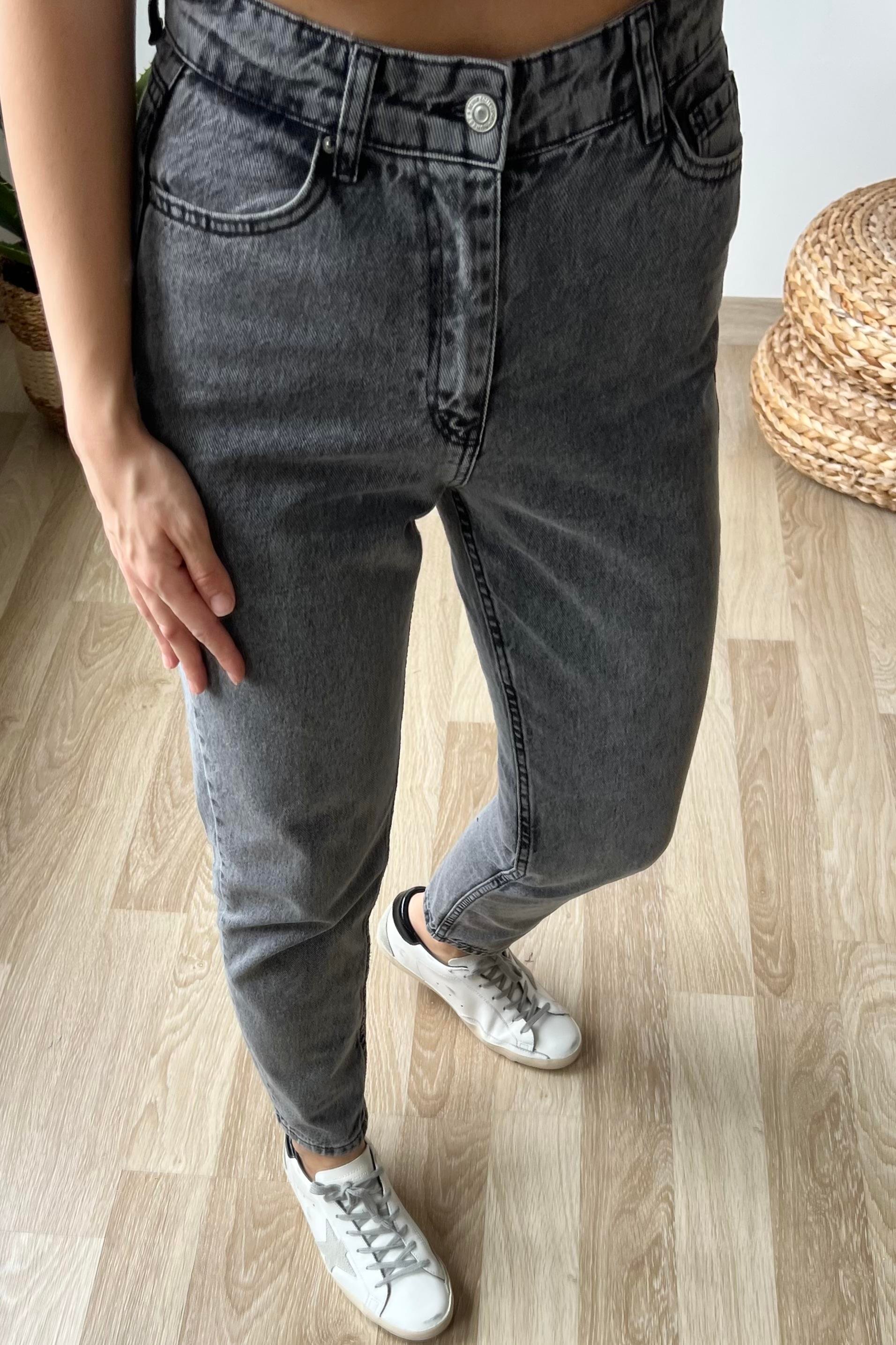 Gri Yıkamalı Mom Fit Jean  uygun fiyatlarda www.butikhola.com adresinde