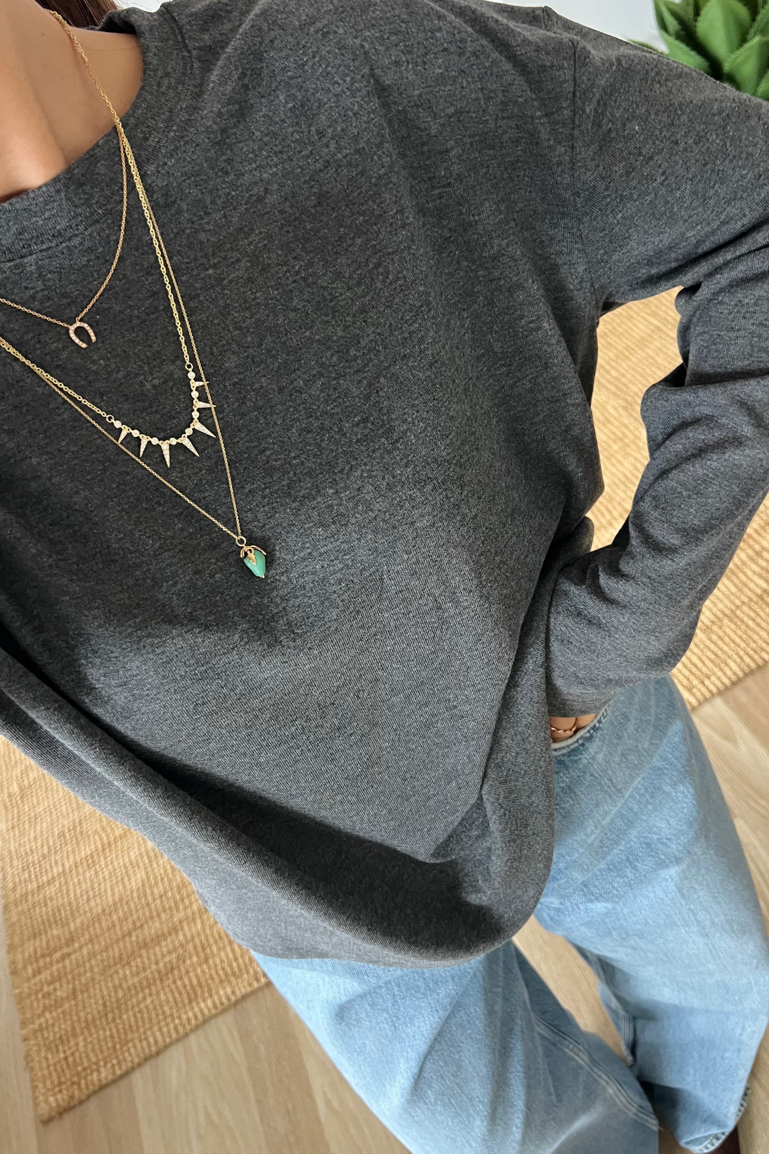 Gri Yumuşak Dokulu Uzun Kollu Sweat uygun fiyatlarda www.butikhola.com adresinde