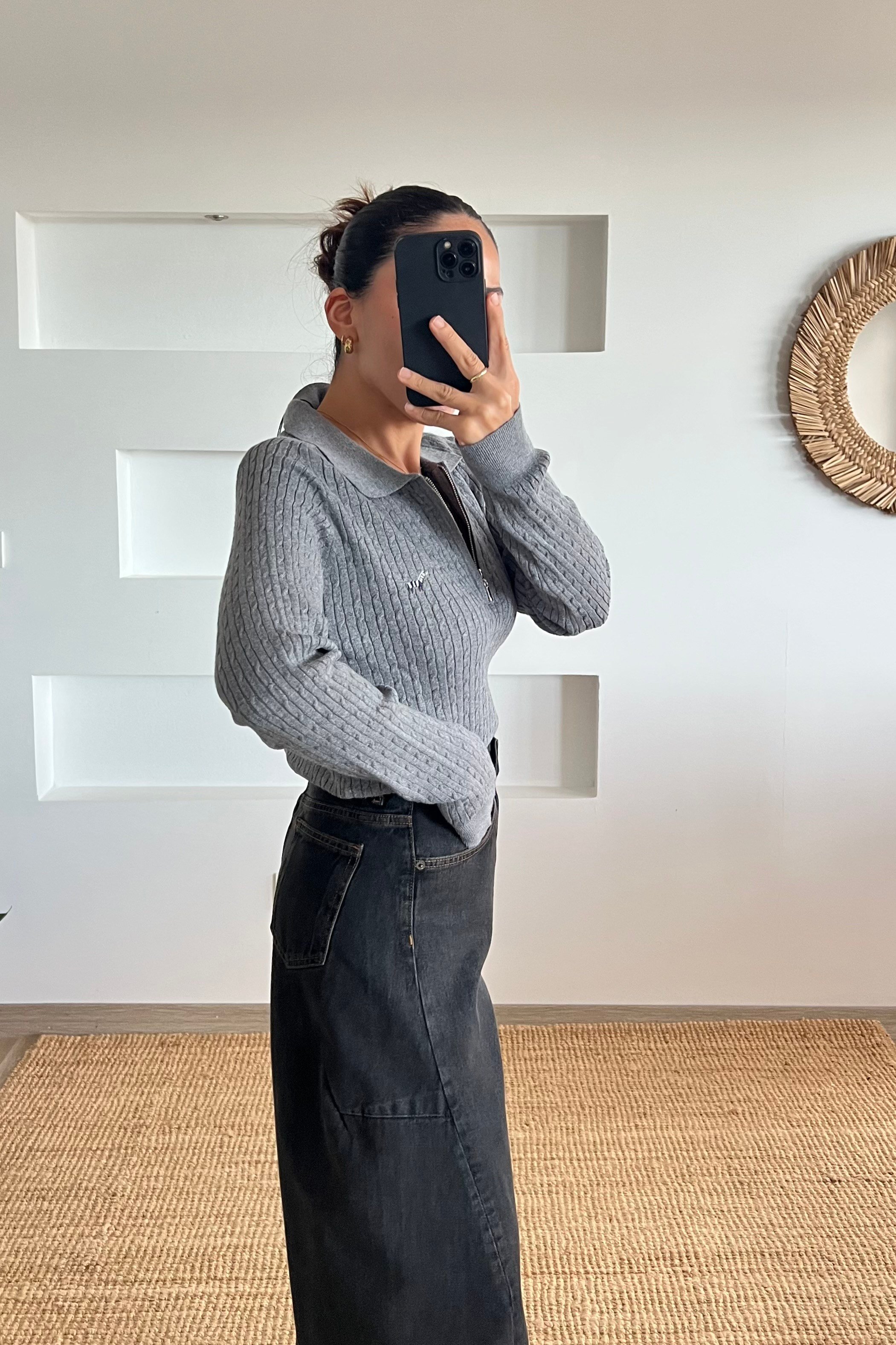 Gri Zebra Nakışlı Yumuşak Dokulu Polo Yaka Triko uygun fiyatlarda www.butikhola.com adresinde