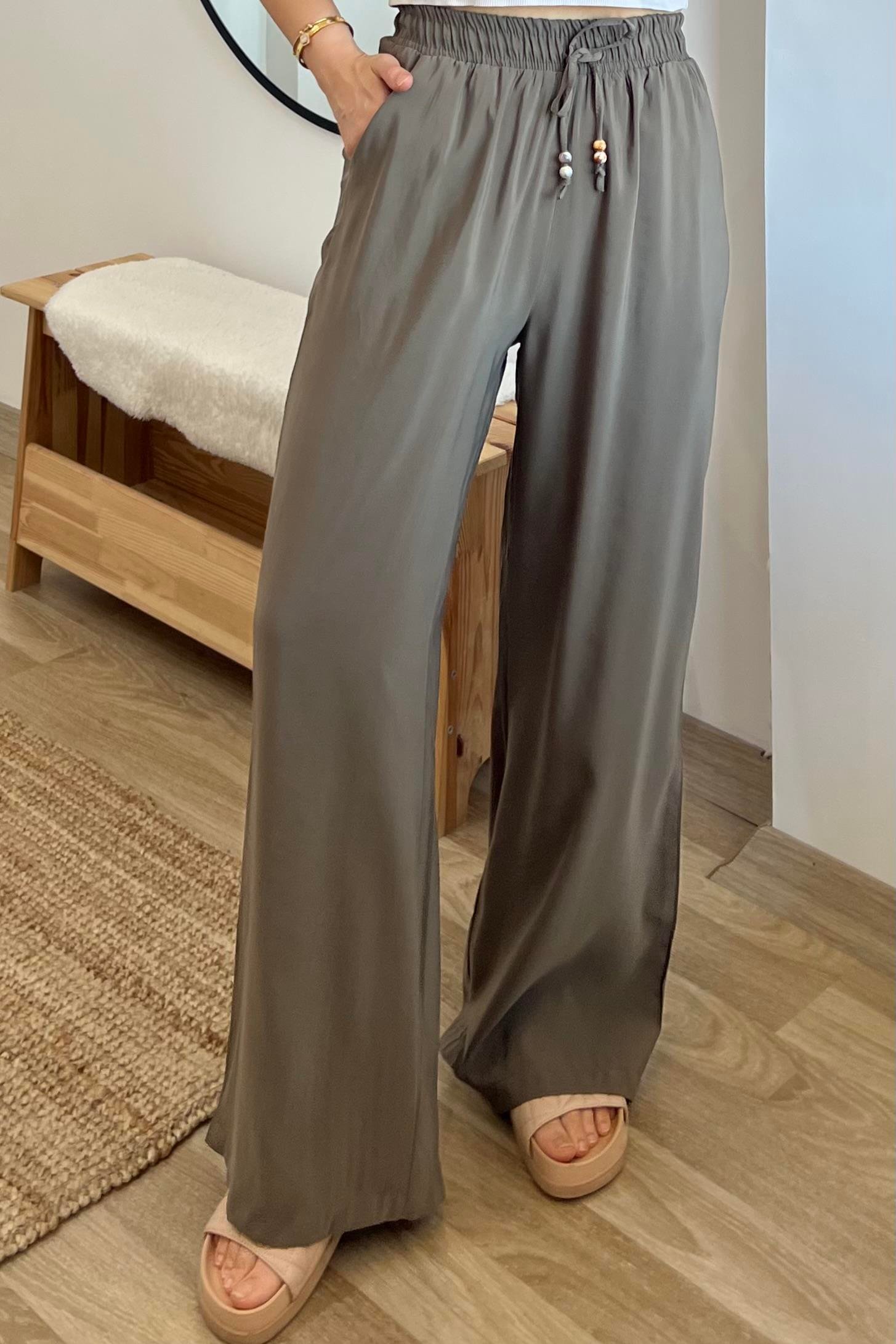 Haki Beli İpli Bohem Pantolon uygun fiyatlarda www.butikhola.com adresinde