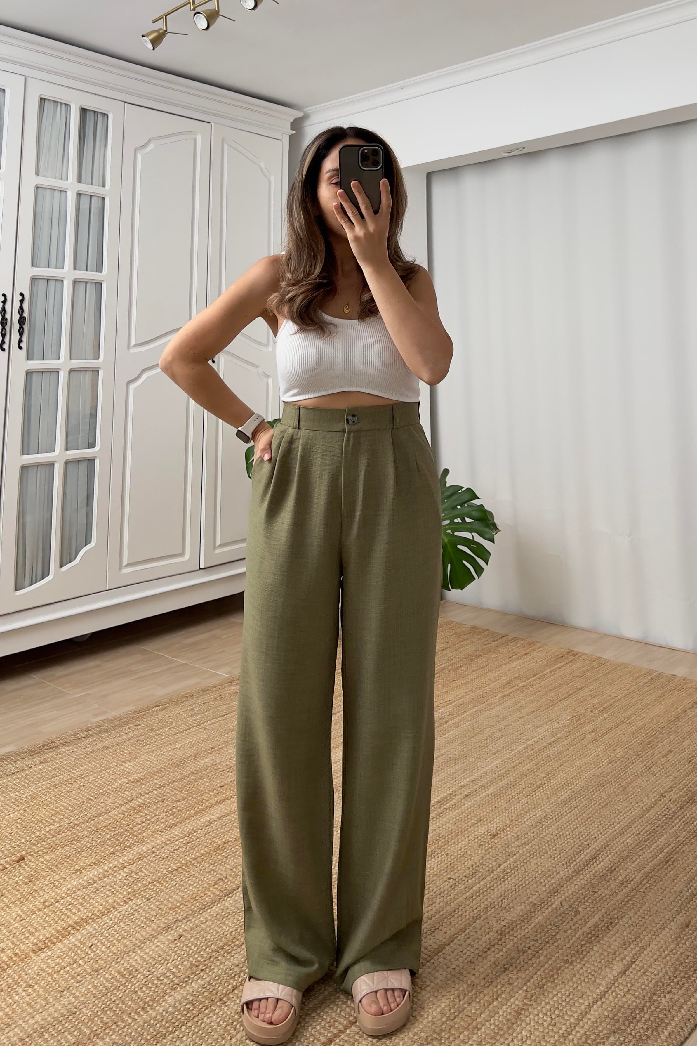 Haki Beli Lastikli Döümlü pantolon uygun fiyatlarda www.butikhola.com adresinde