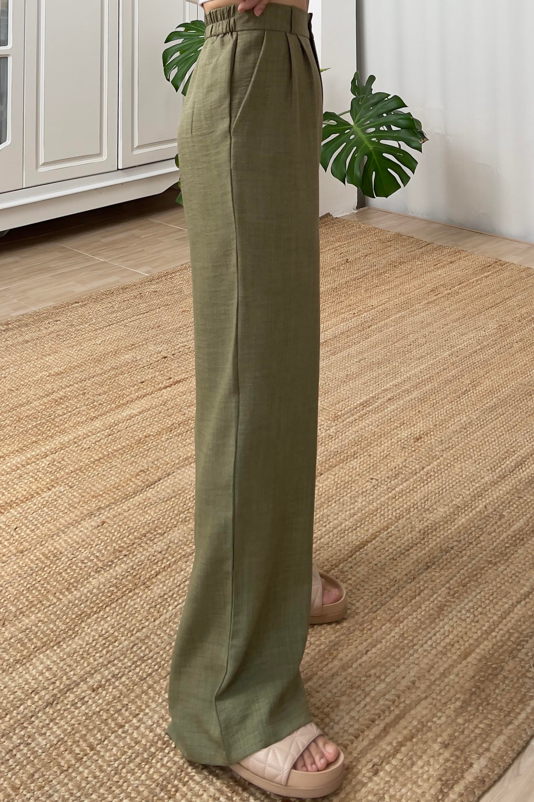 Haki Beli Lastikli Döümlü pantolon uygun fiyatlarda www.butikhola.com adresinde