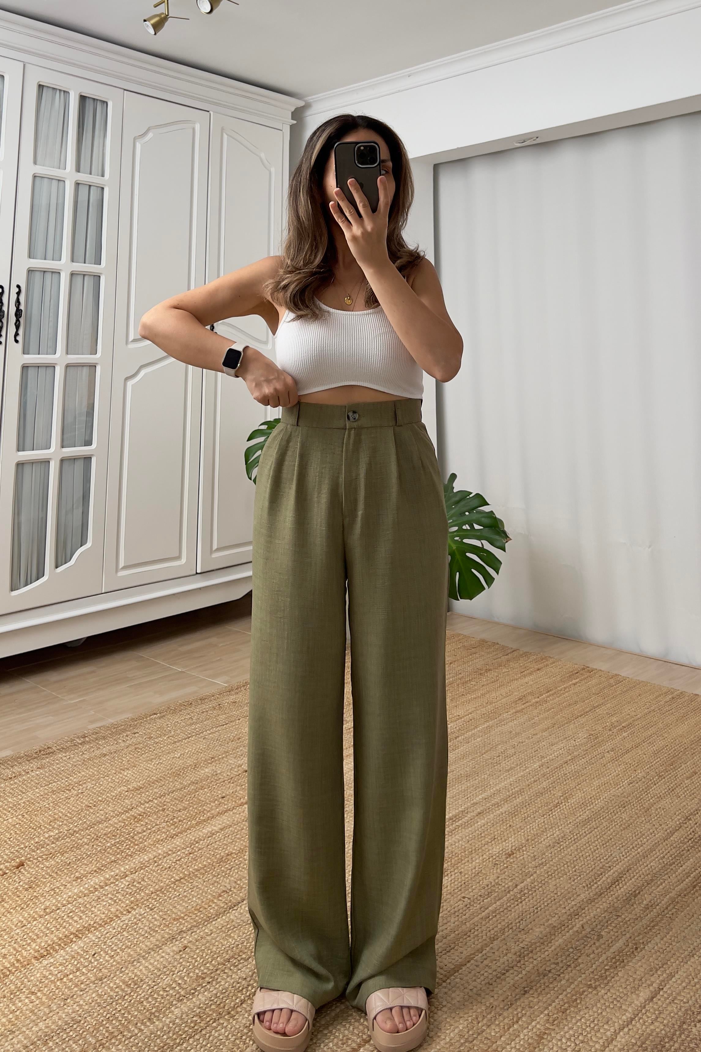 Haki Beli Lastikli Döümlü pantolon uygun fiyatlarda www.butikhola.com adresinde