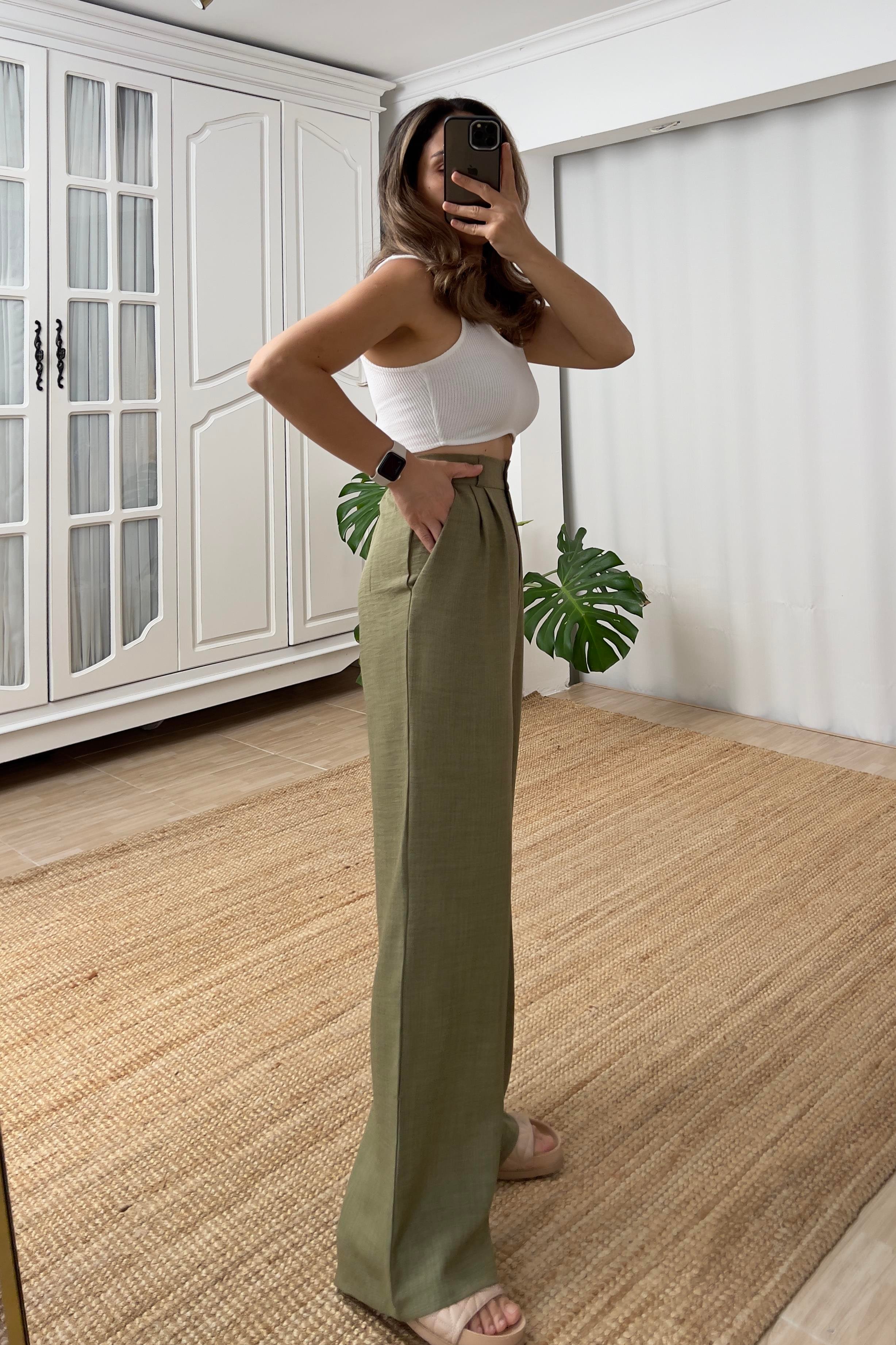 Haki Beli Lastikli Döümlü pantolon uygun fiyatlarda www.butikhola.com adresinde
