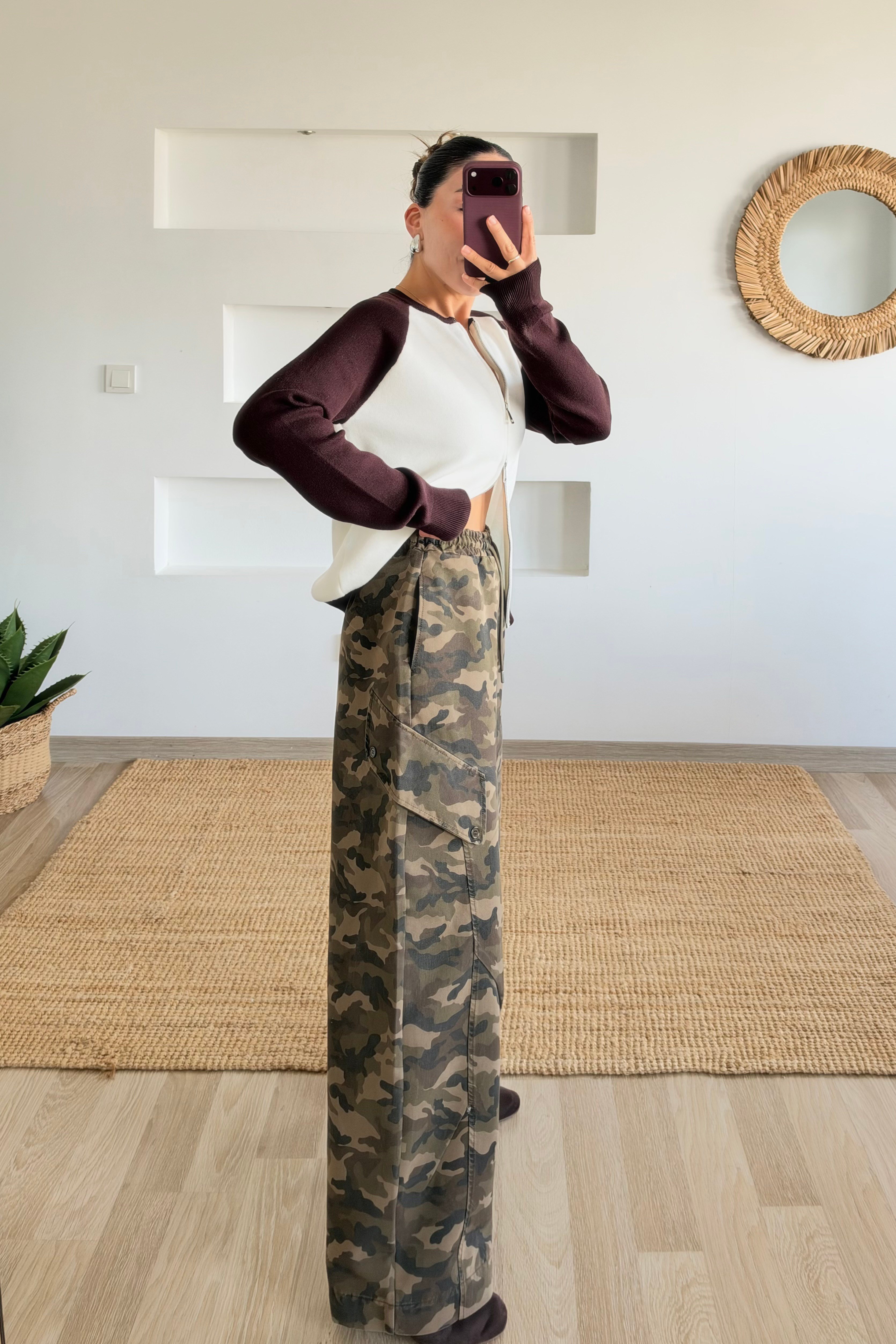Haki Beli Lastikli Kamuflaj Desenli Pantolon uygun fiyatlarda www.butikhola.com adresinde