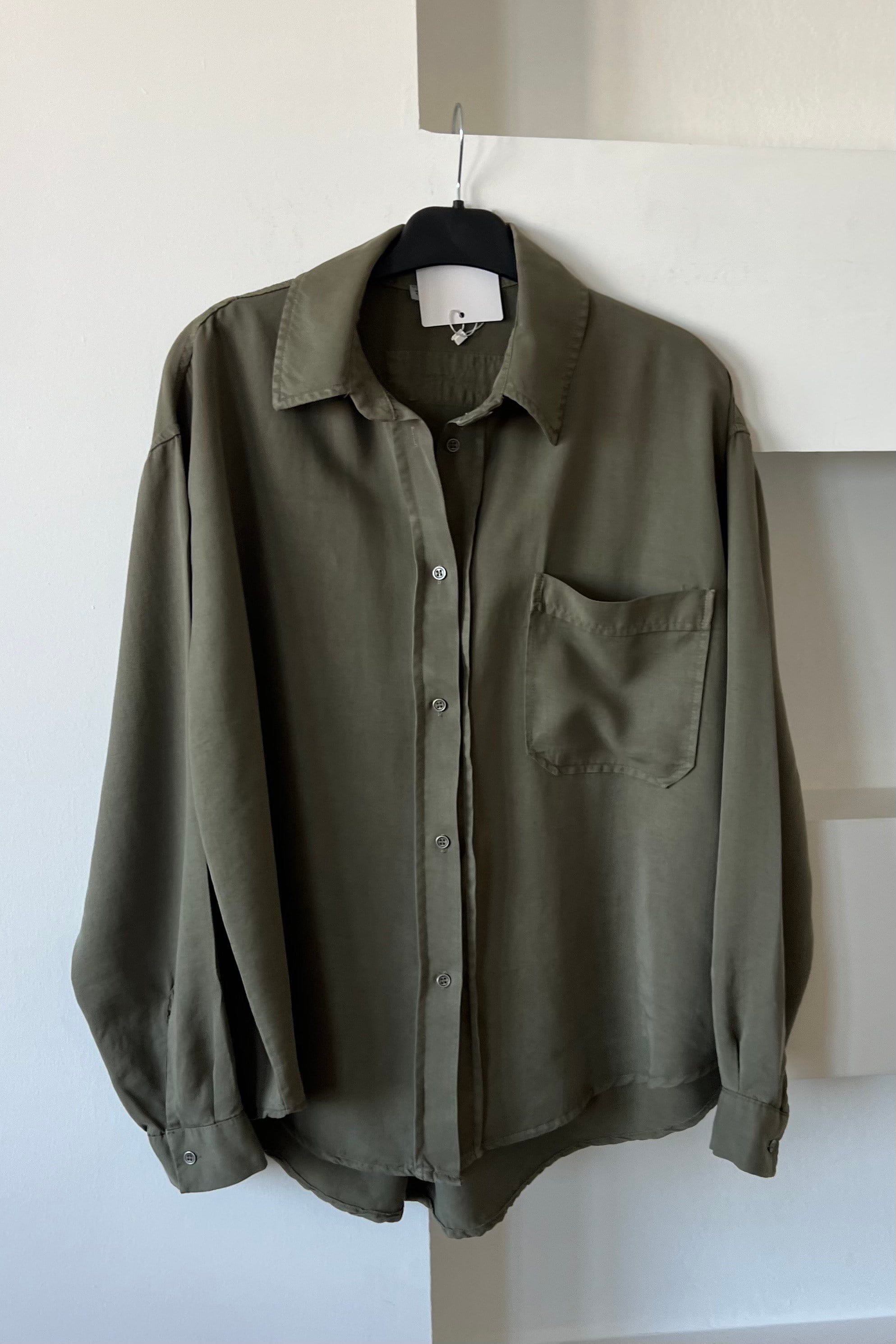Haki Oversize Tensel Gömlek uygun fiyatlarda www.butikhola.com adresinde