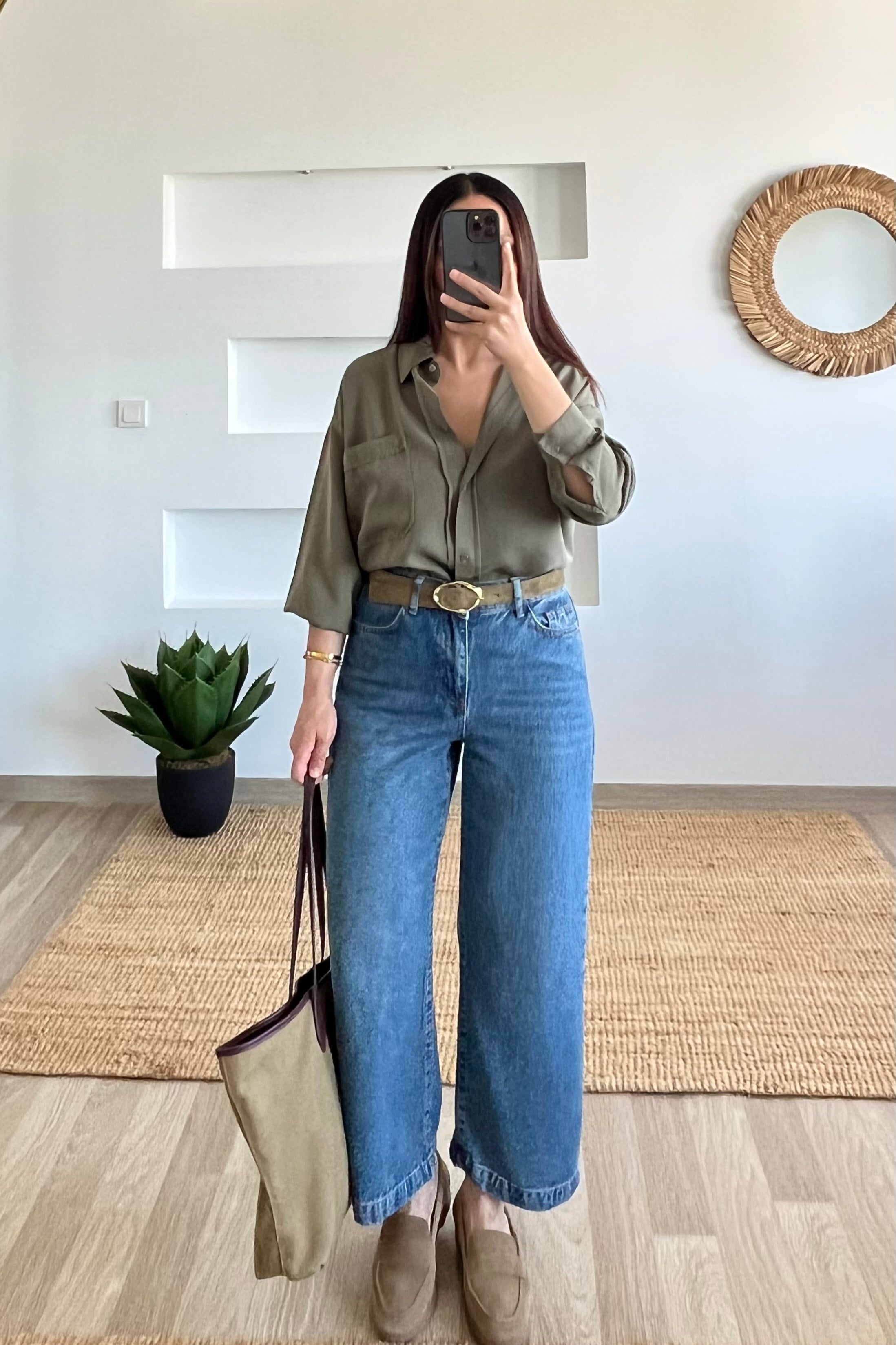 Haki Oversize Tensel Gömlek uygun fiyatlarda www.butikhola.com adresinde