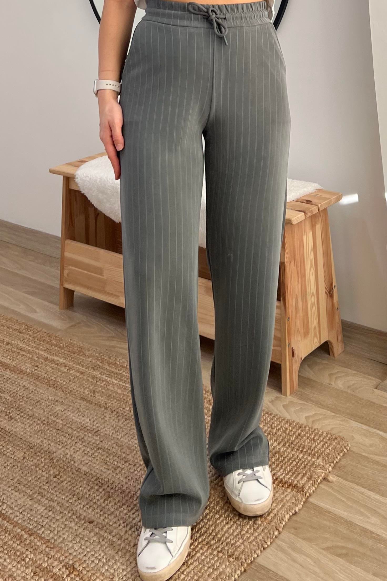 Haki Oys Çizgili Cep Detaylı Rahat Modal Pantolon uygun fiyatlarda www.butikhola.com adresinde