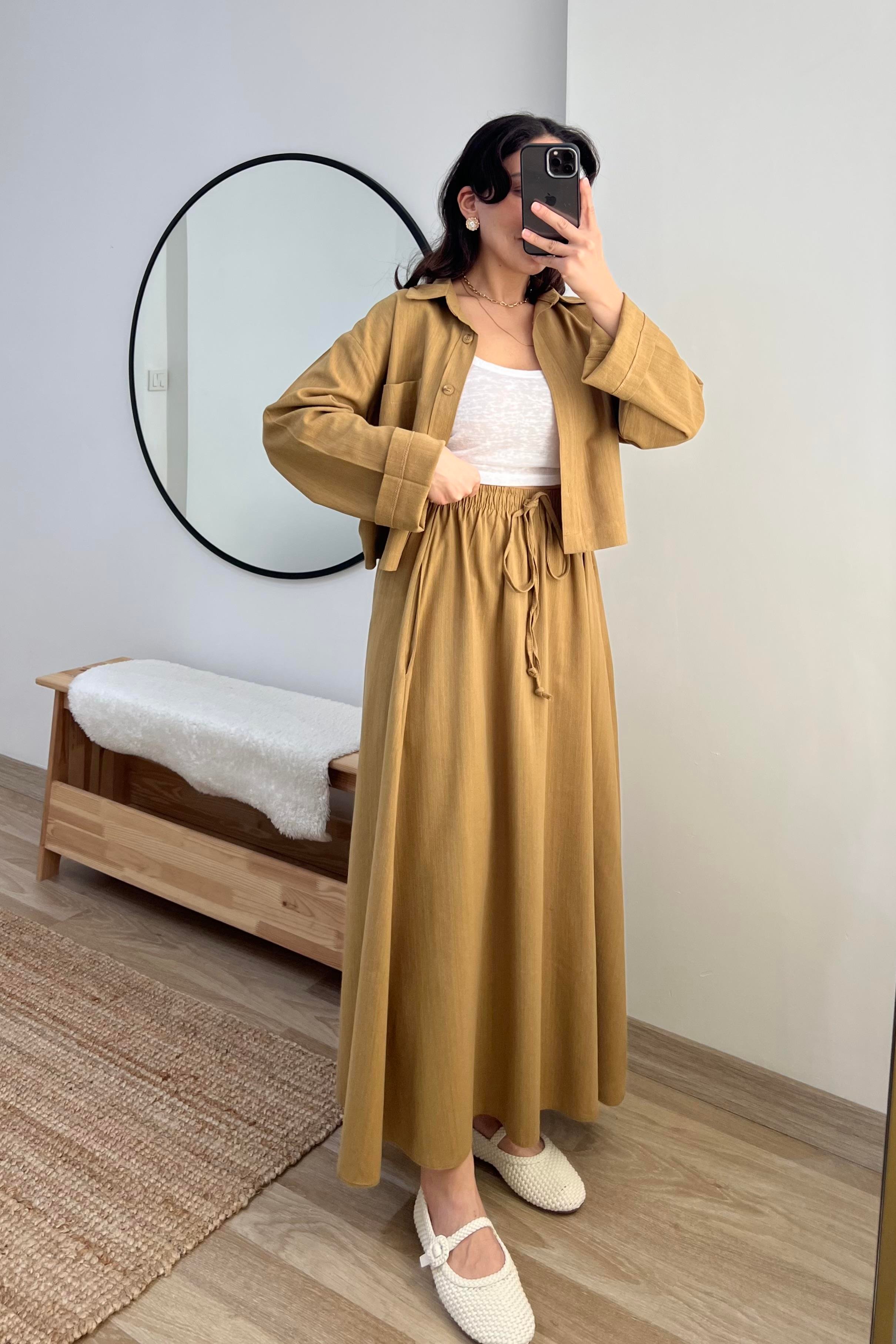 Hardal Keten Etek Gömlek Takım uygun fiyatlarda www.butikhola.com adresinde