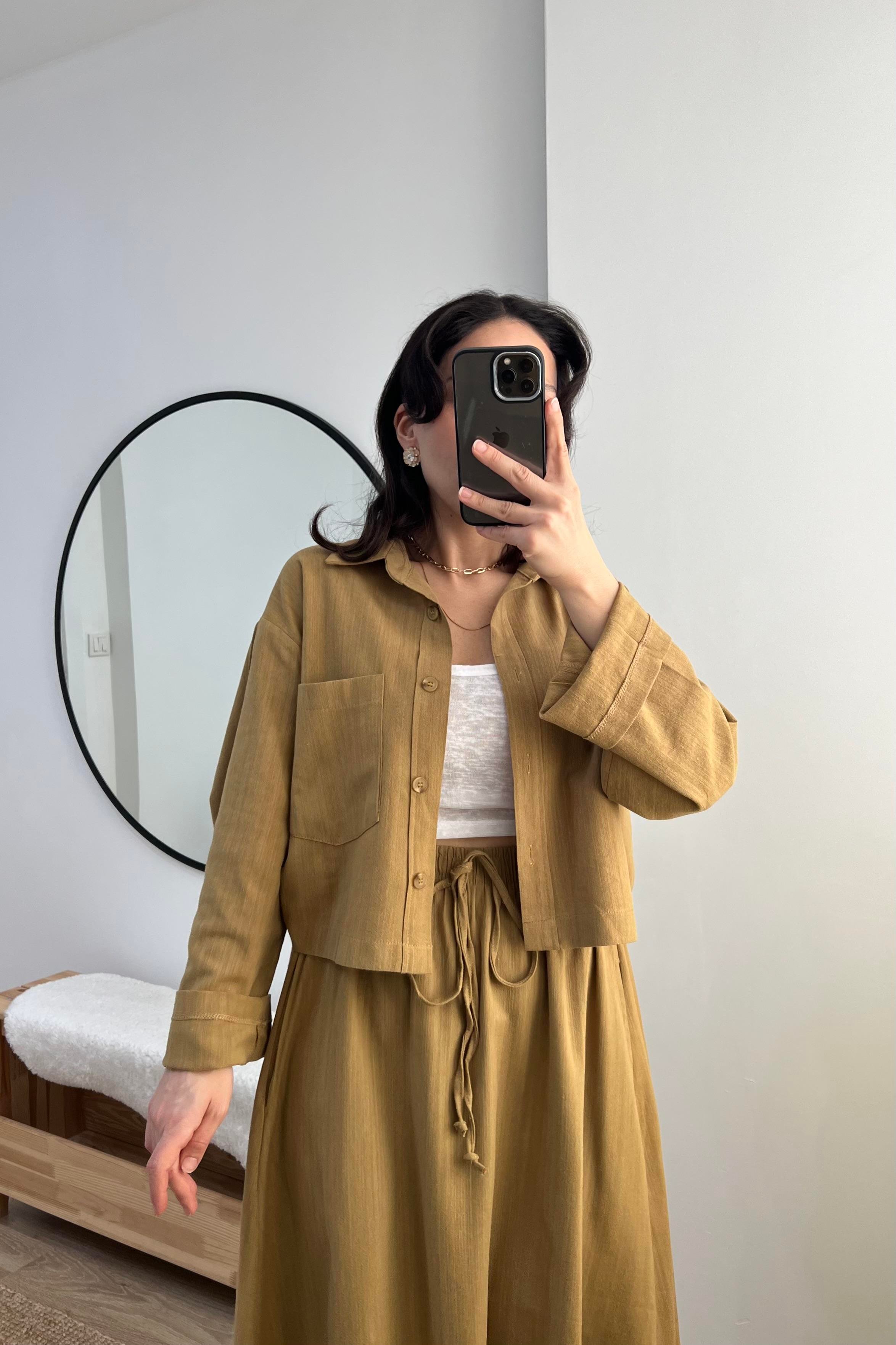 Hardal Keten Etek Gömlek Takım uygun fiyatlarda www.butikhola.com adresinde