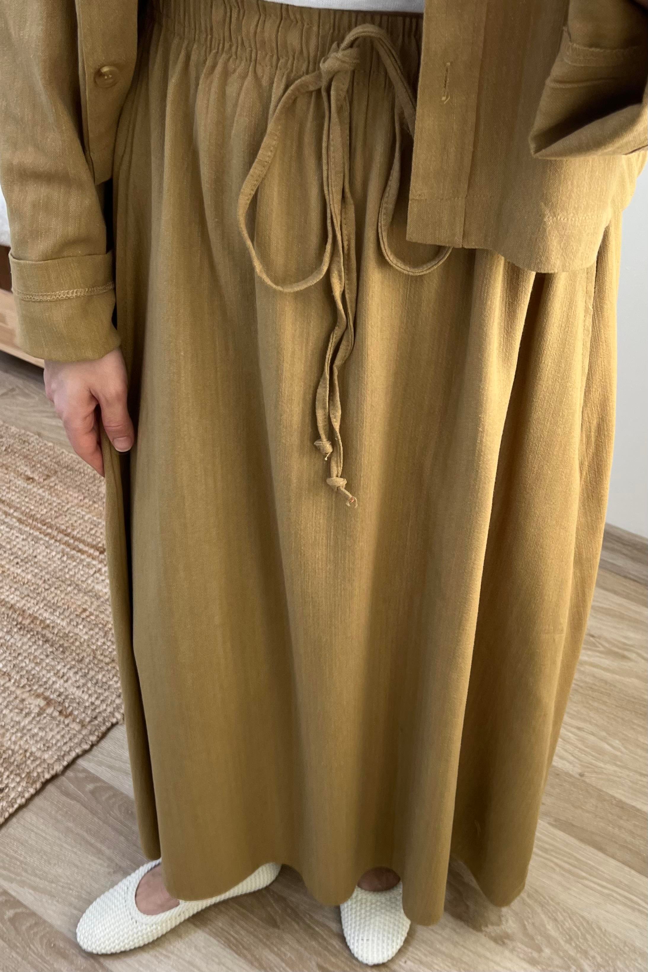Hardal Keten Etek Gömlek Takım uygun fiyatlarda www.butikhola.com adresinde