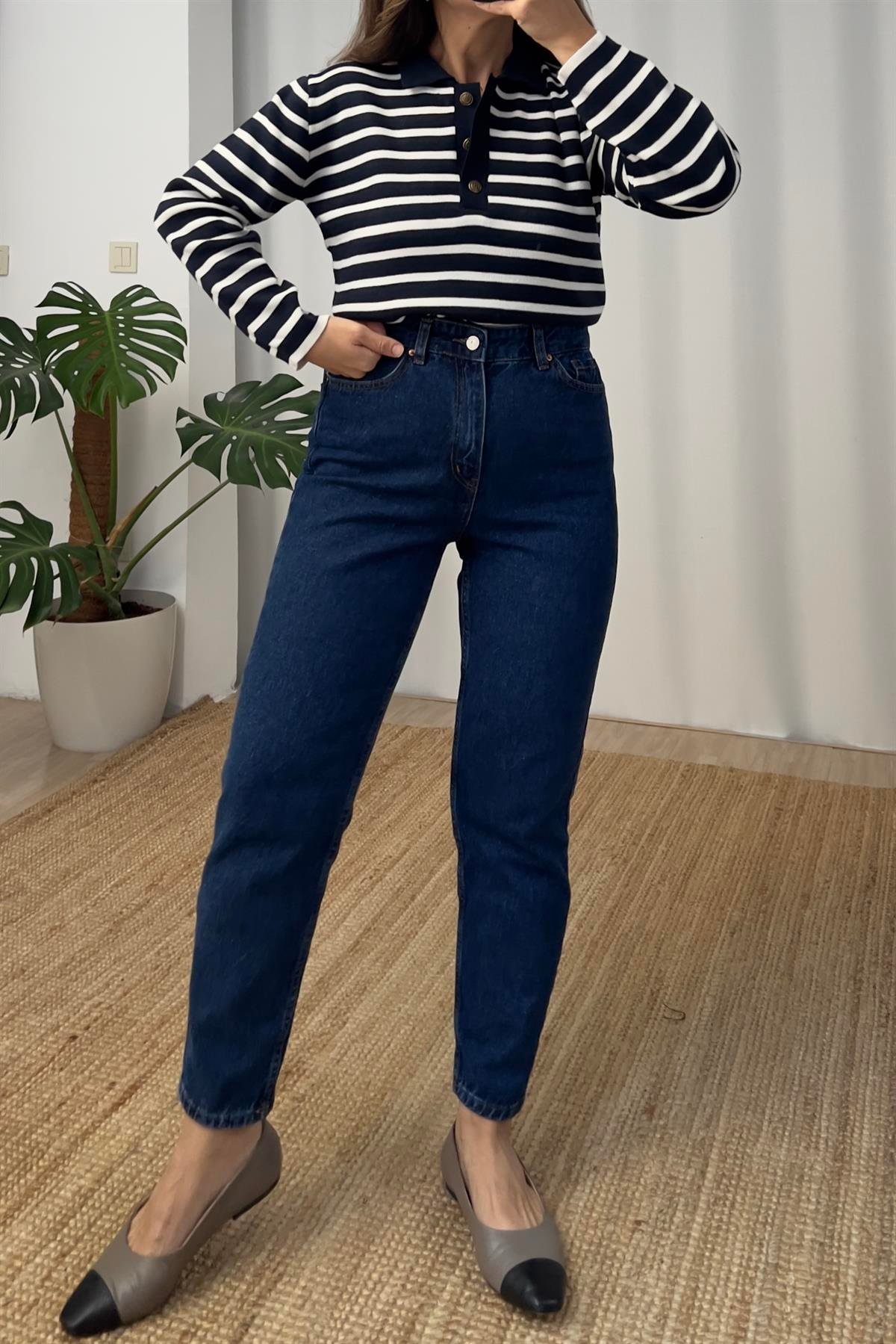 İndigo Mom Jean uygun fiyatlarda www.butikhola.com adresinde