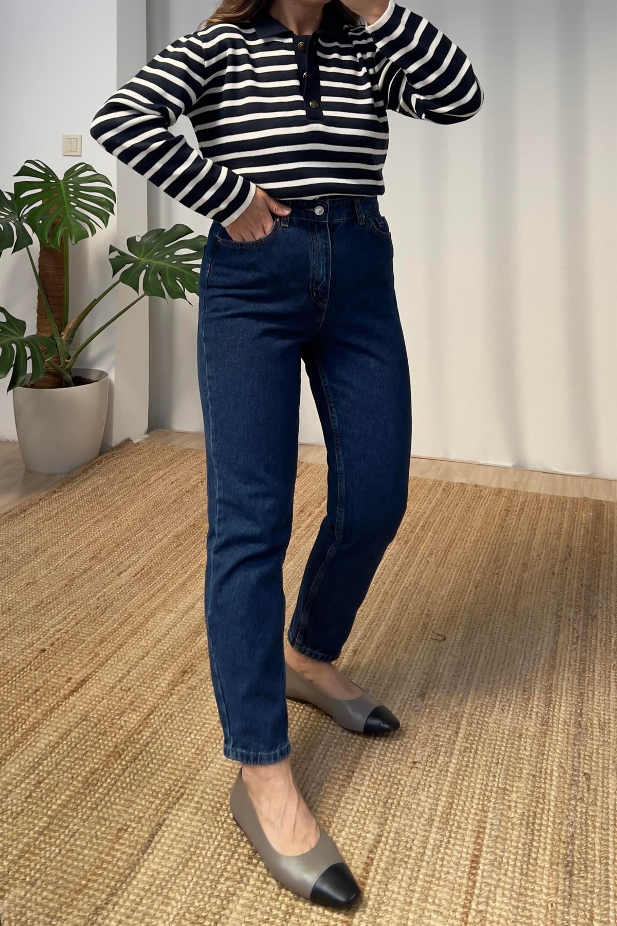 İndigo Mom Jean uygun fiyatlarda www.butikhola.com adresinde