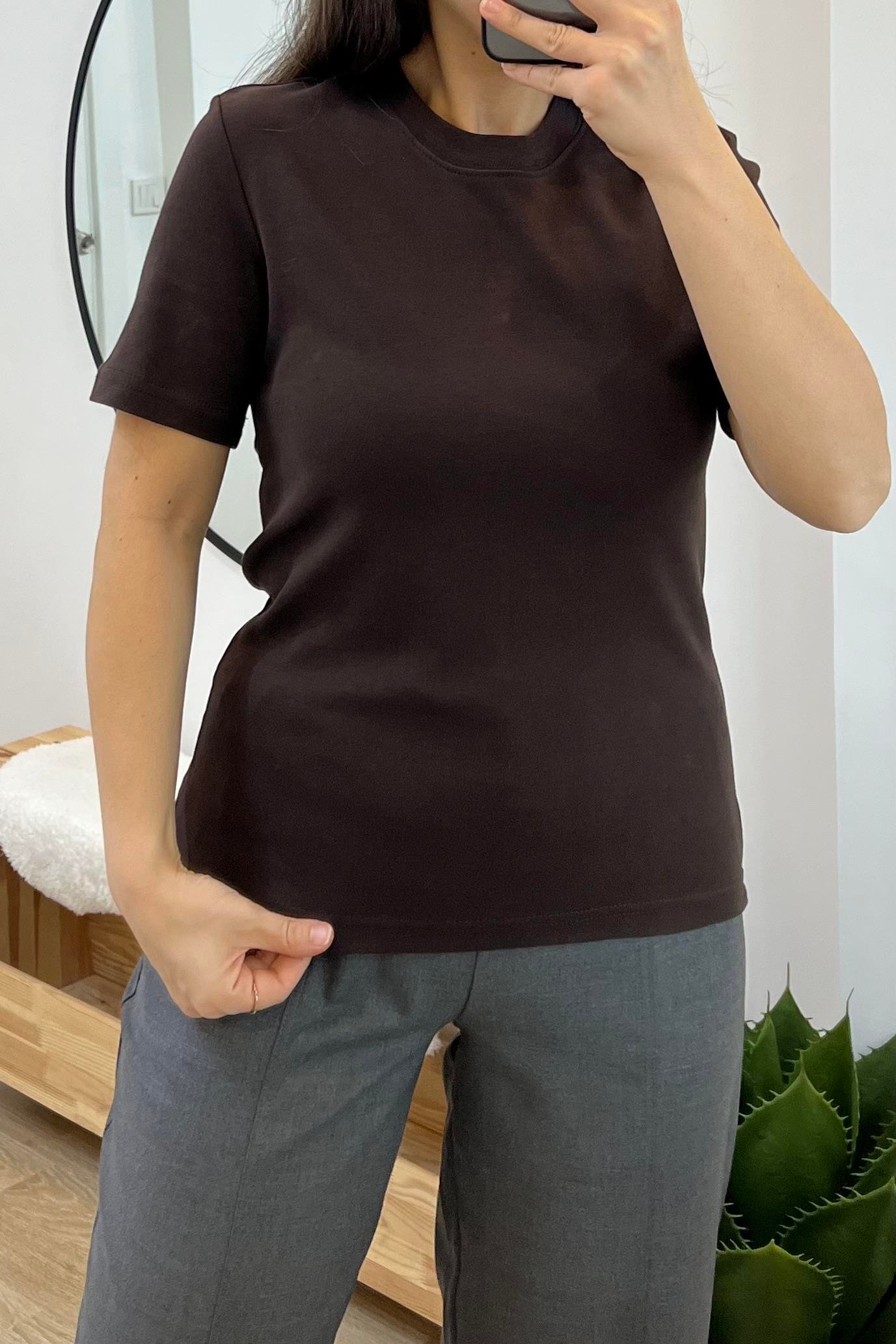 Kahve Organik Pamuklu Basic Tshirt uygun fiyatlarda www.butikhola.com adresinde
