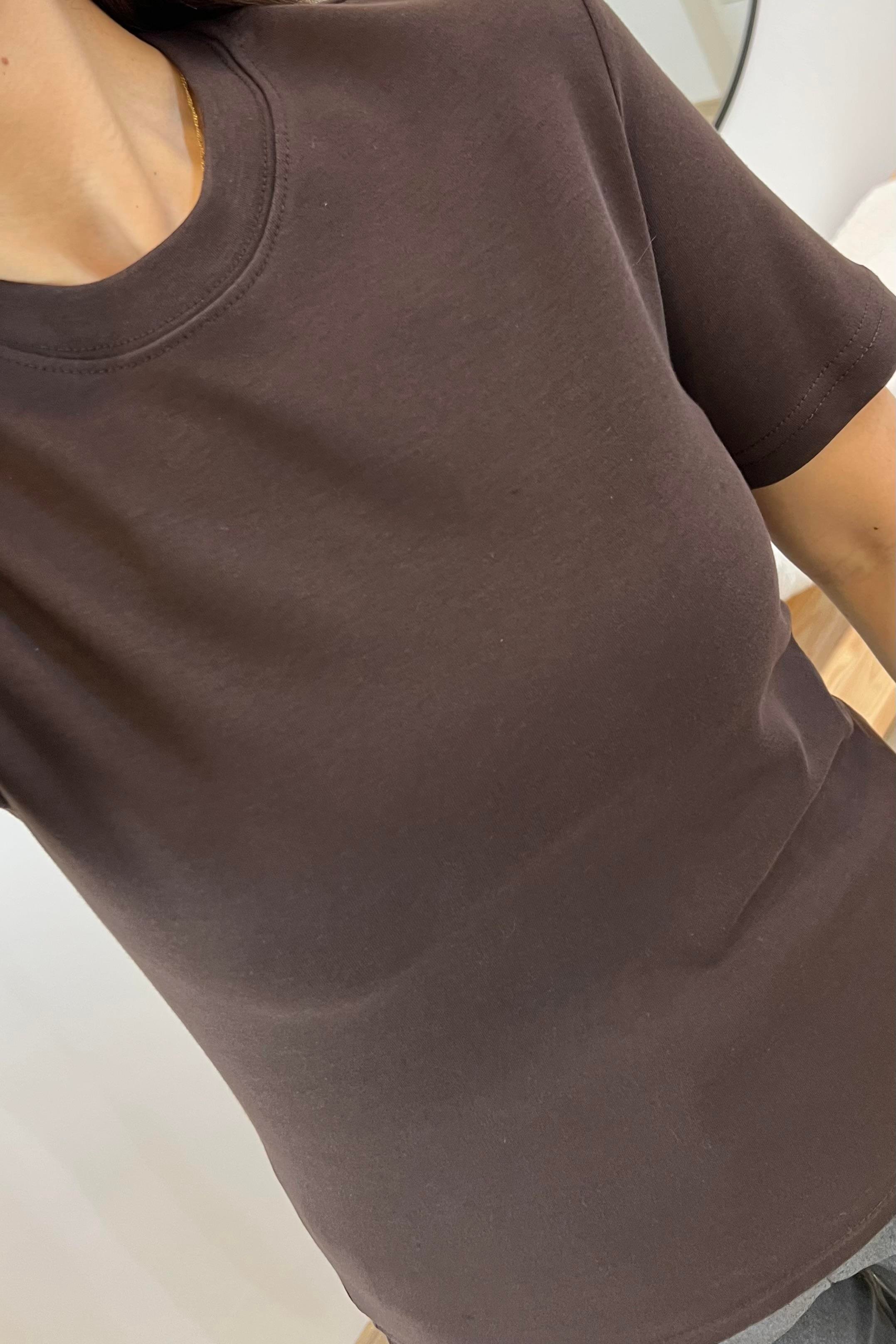 Kahve Organik Pamuklu Basic Tshirt uygun fiyatlarda www.butikhola.com adresinde