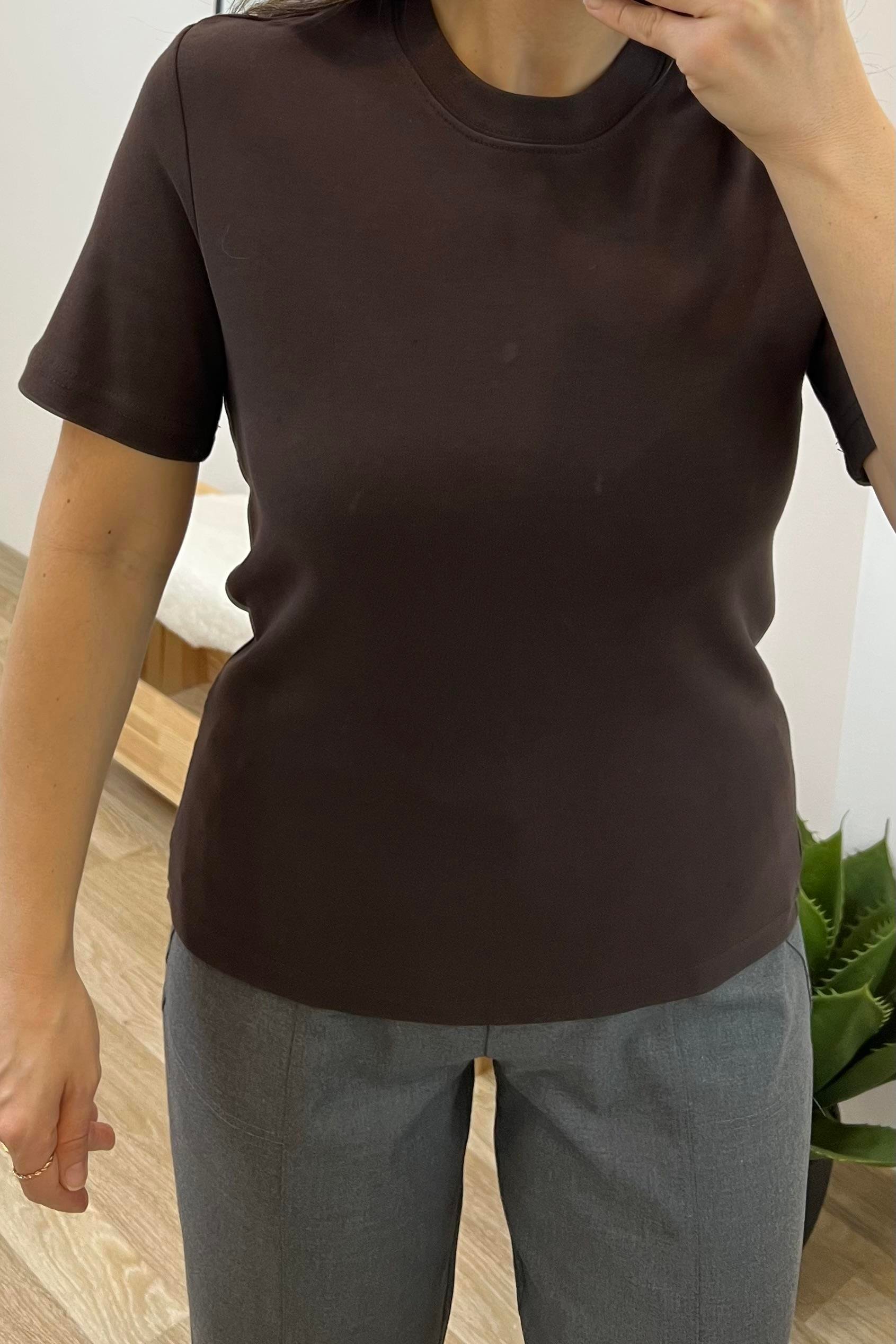 Kahve Organik Pamuklu Basic Tshirt uygun fiyatlarda www.butikhola.com adresinde