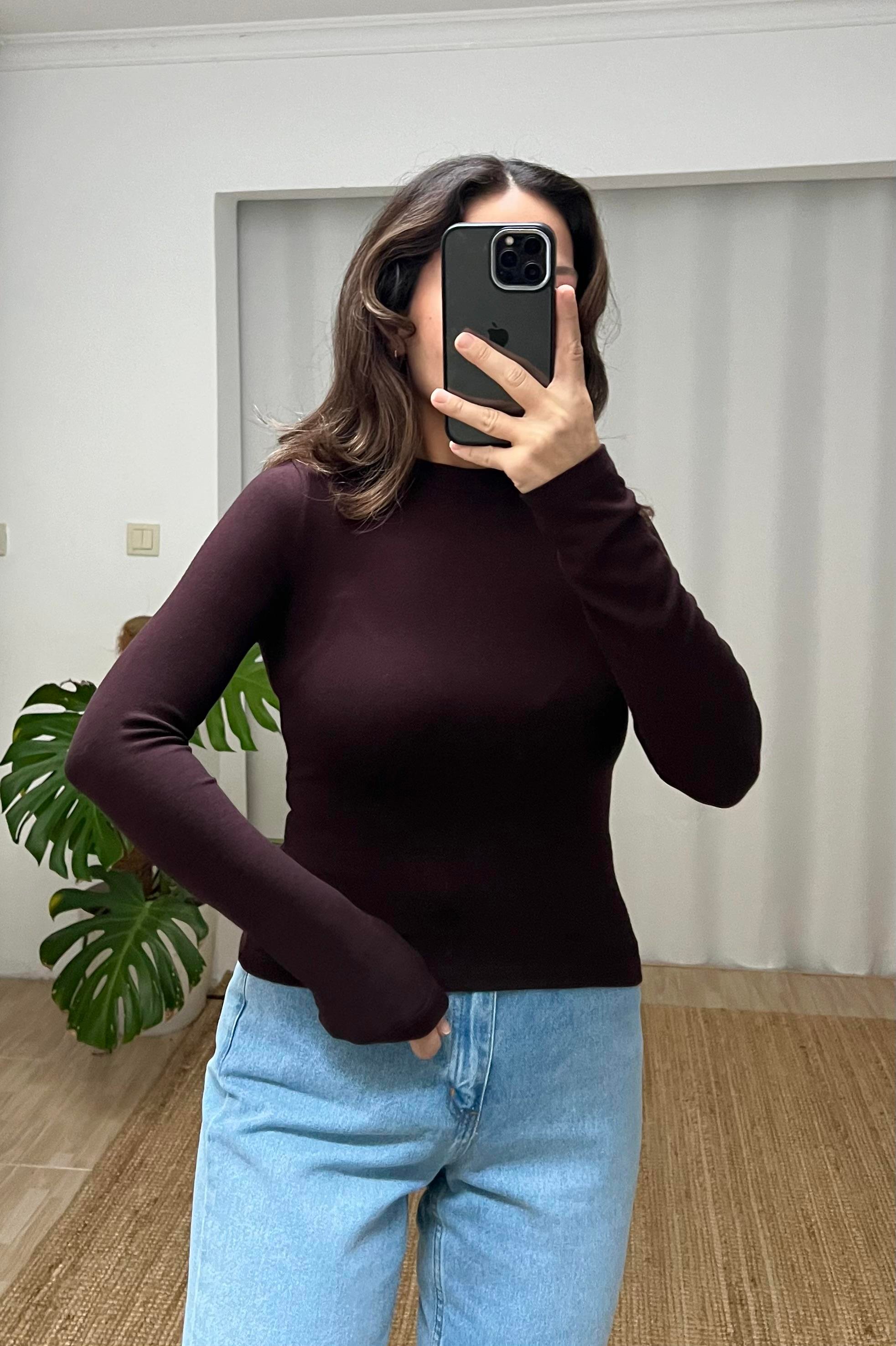 Kahve Yumuşak Dokulu Bluz  uygun fiyatlarda www.butikhola.com adresinde