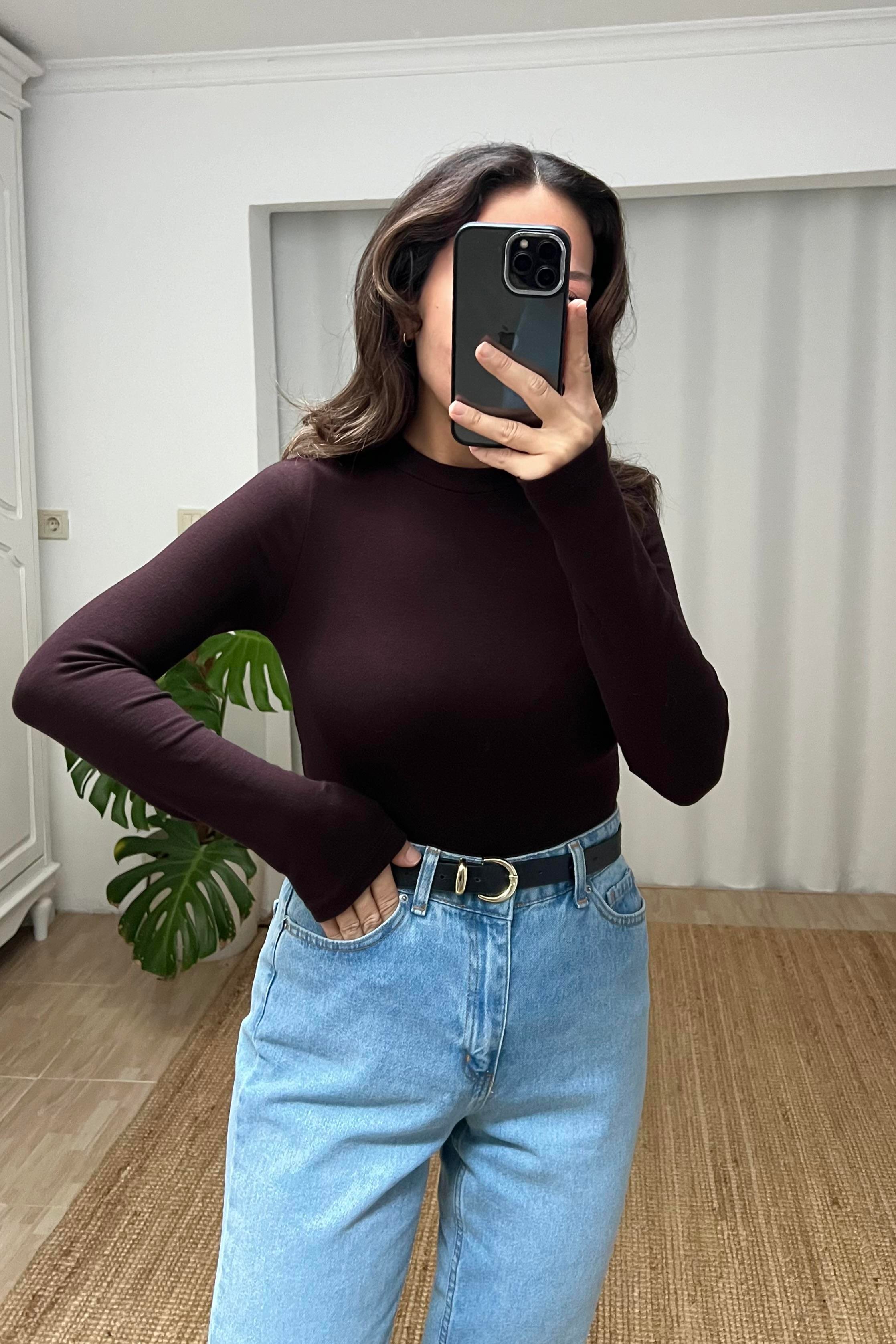 Kahve Yumuşak Dokulu Bluz  uygun fiyatlarda www.butikhola.com adresinde