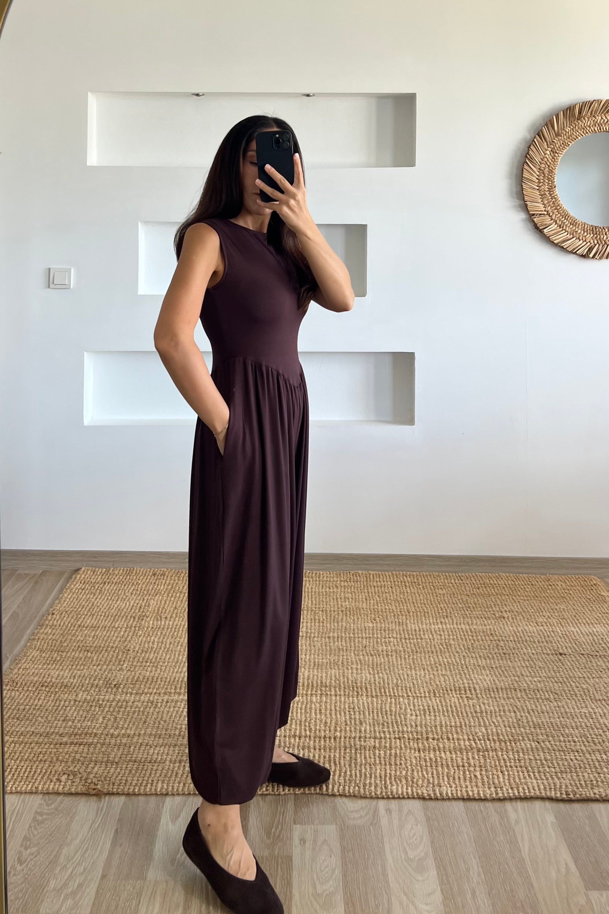 Kahverengi Basic Şalvar Tulum uygun fiyatlarda www.butikhola.com adresinde