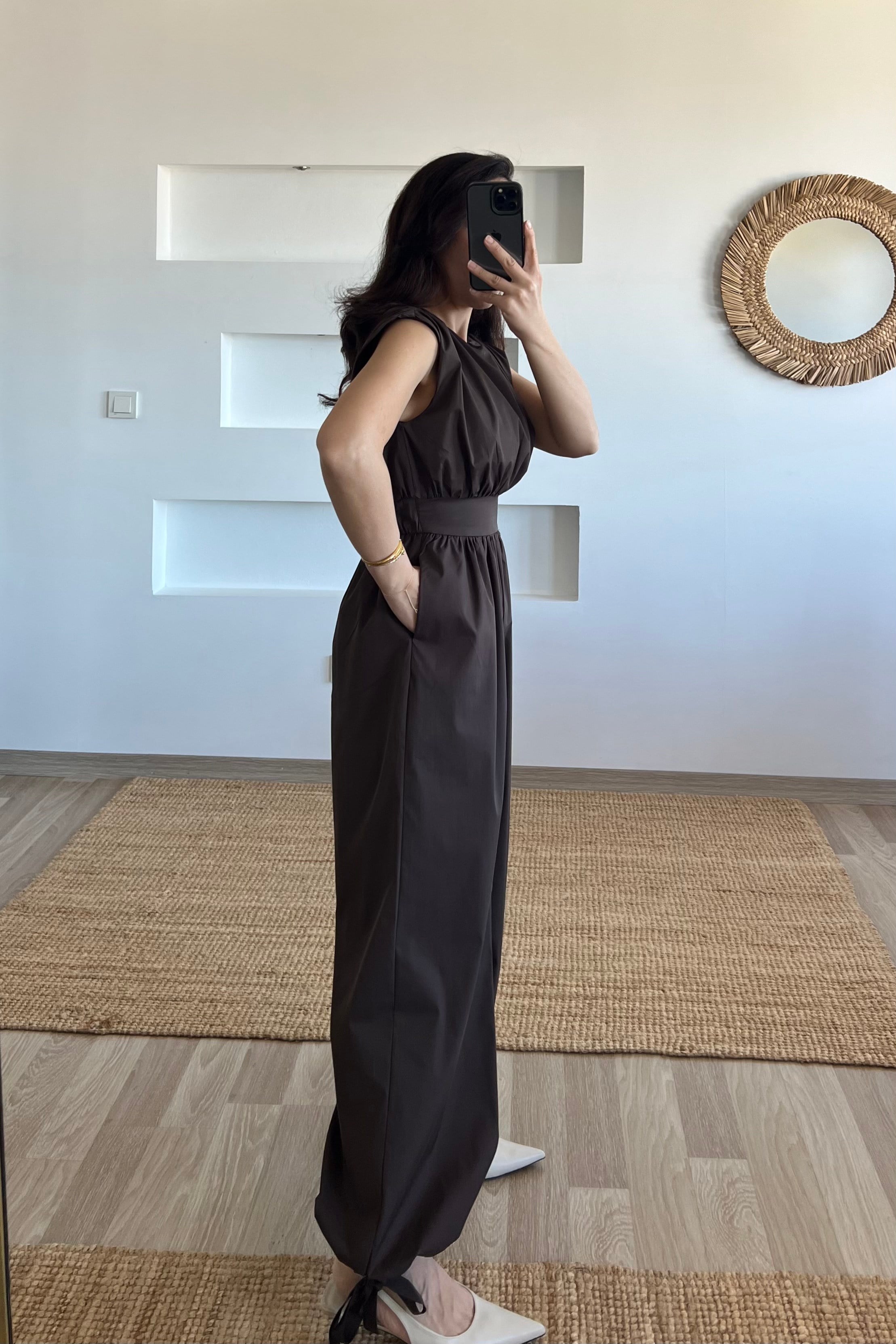 Kahverengi Beli Lastikli Tulum uygun fiyatlarda www.butikhola.com adresinde