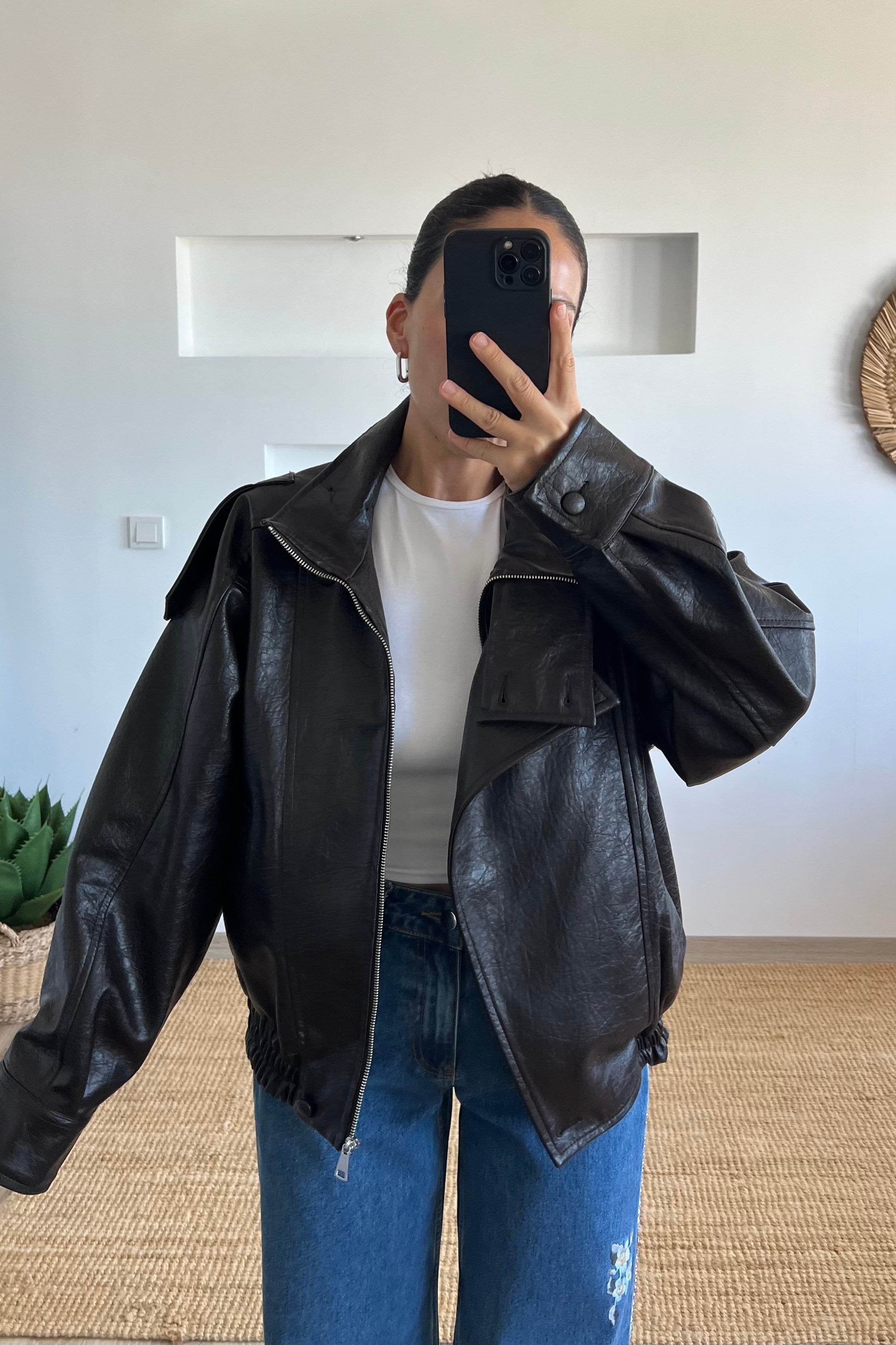 Kahverengi Biker Deri Ceket uygun fiyatlarda www.butikhola.com adresinde