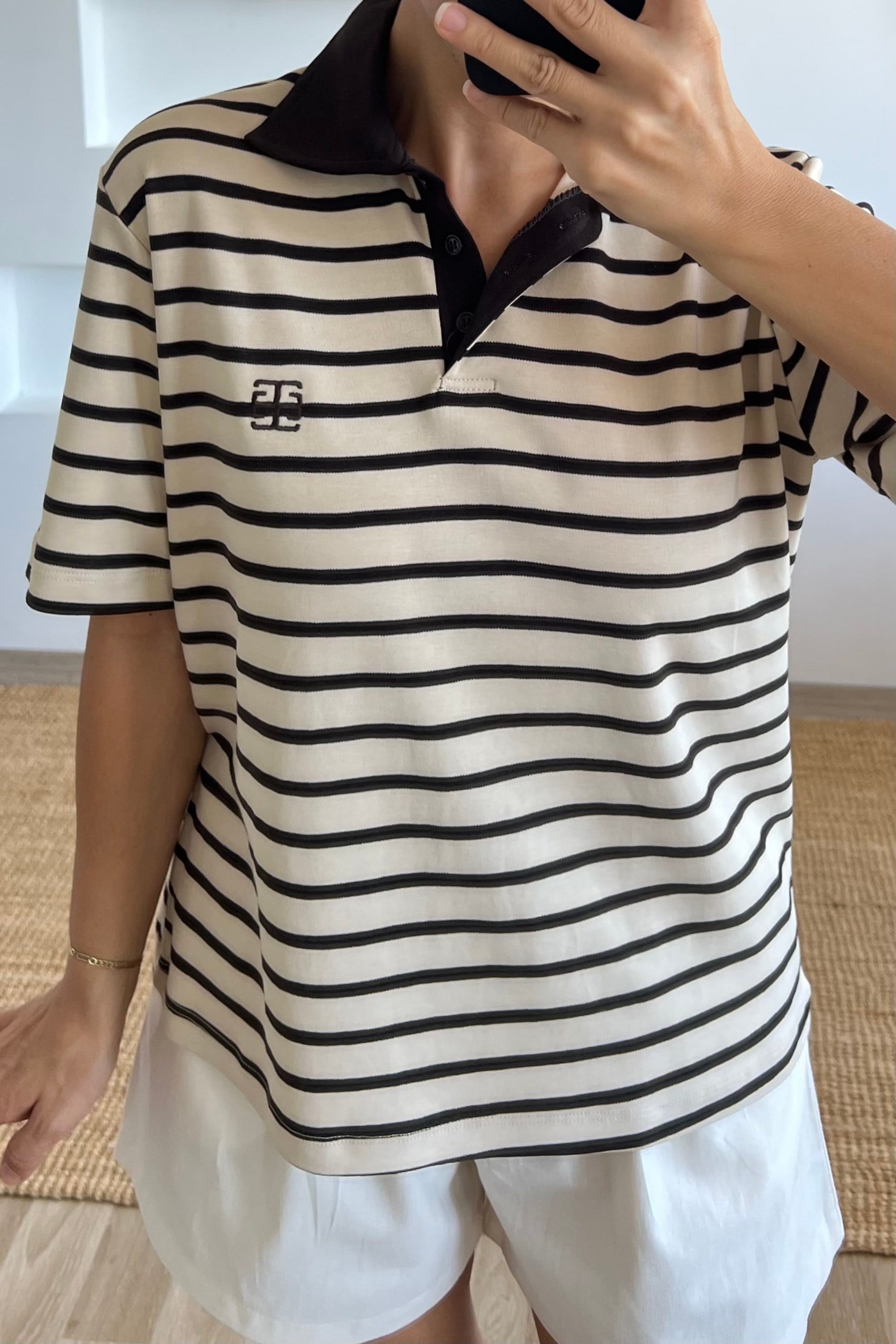 Kahverengi Çizgili Polo Yaka Tshirt uygun fiyatlarda www.butikhola.com adresinde