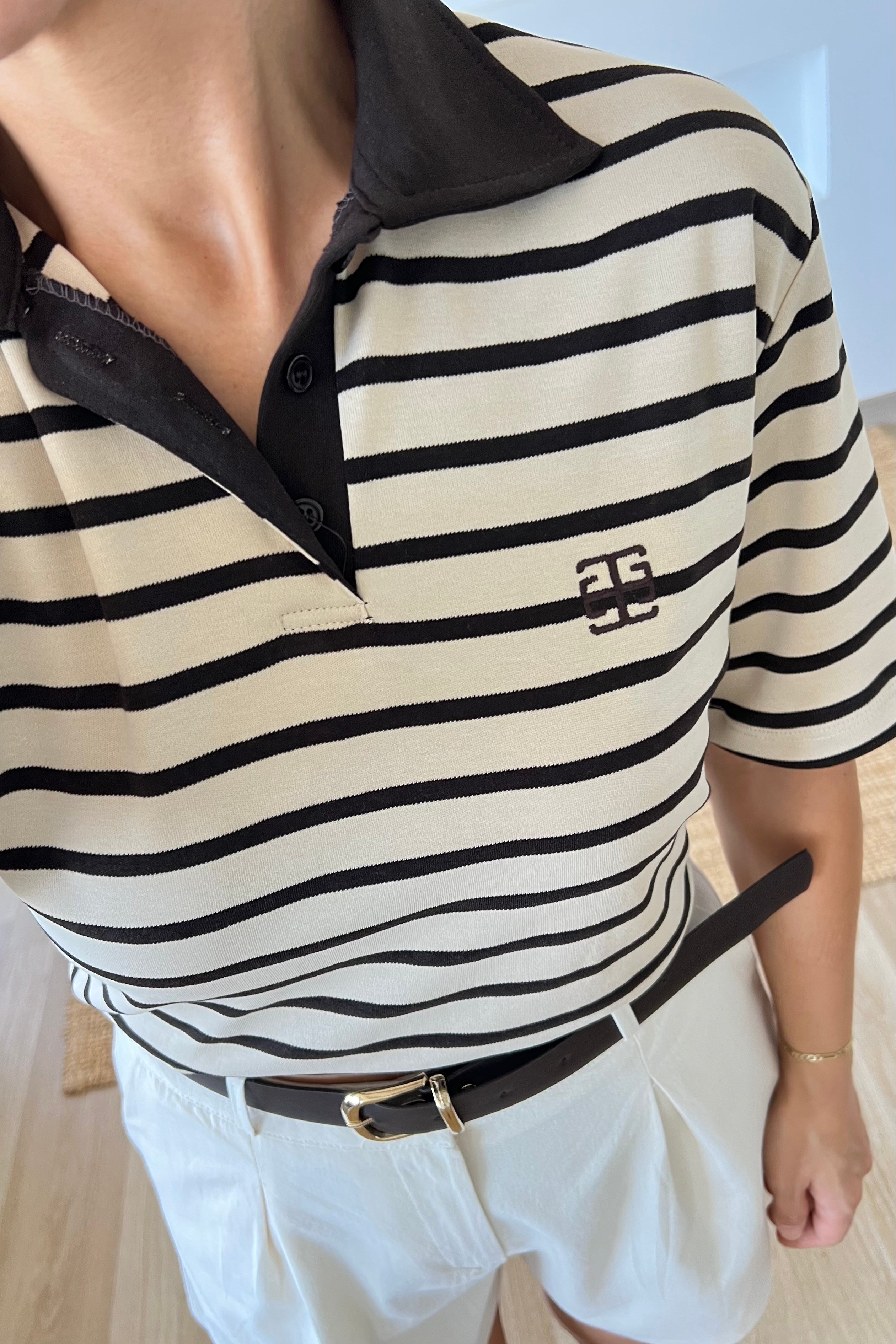 Kahverengi Çizgili Polo Yaka Tshirt uygun fiyatlarda www.butikhola.com adresinde