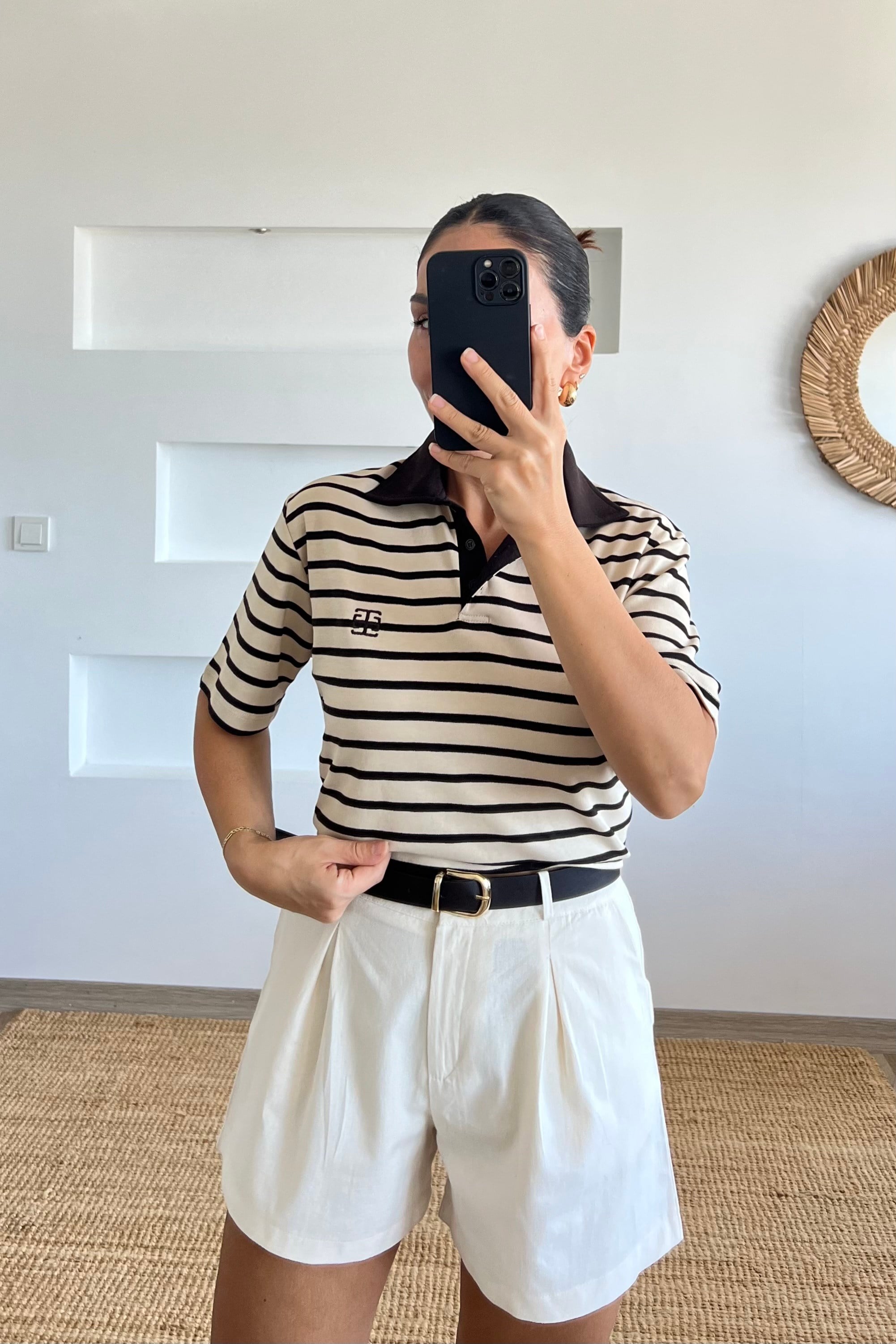 Kahverengi Çizgili Polo Yaka Tshirt uygun fiyatlarda www.butikhola.com adresinde