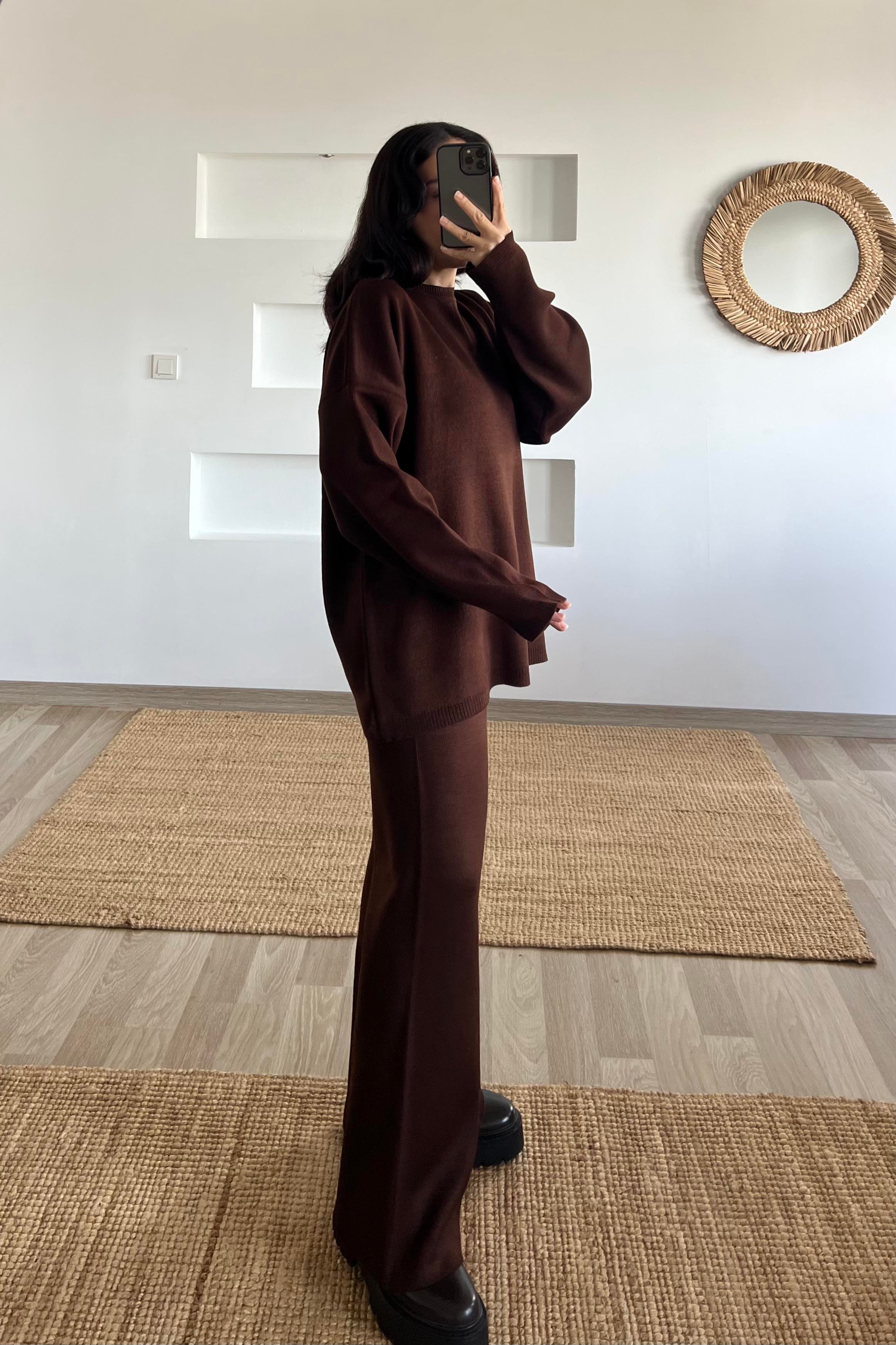 Kahverengi Comfort Triko Takım uygun fiyatlarda www.butikhola.com adresinde