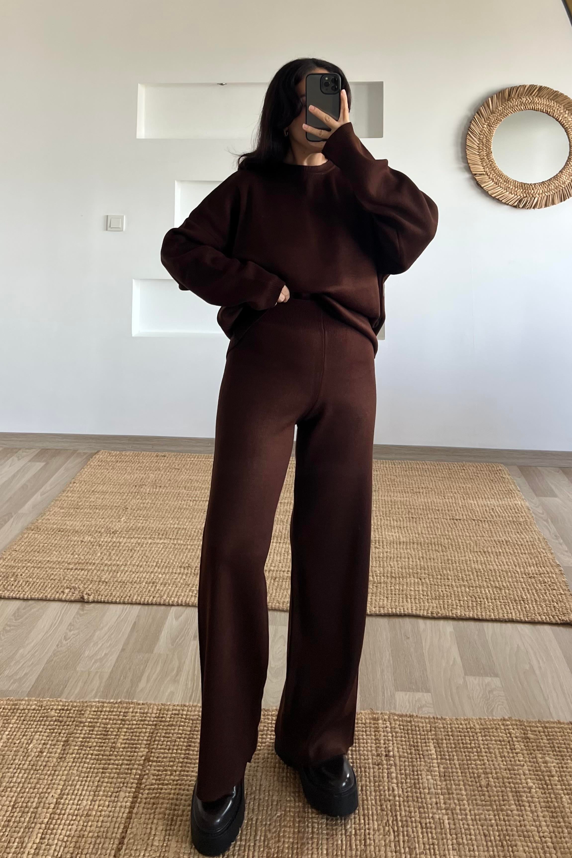 Kahverengi Comfort Triko Takım uygun fiyatlarda www.butikhola.com adresinde