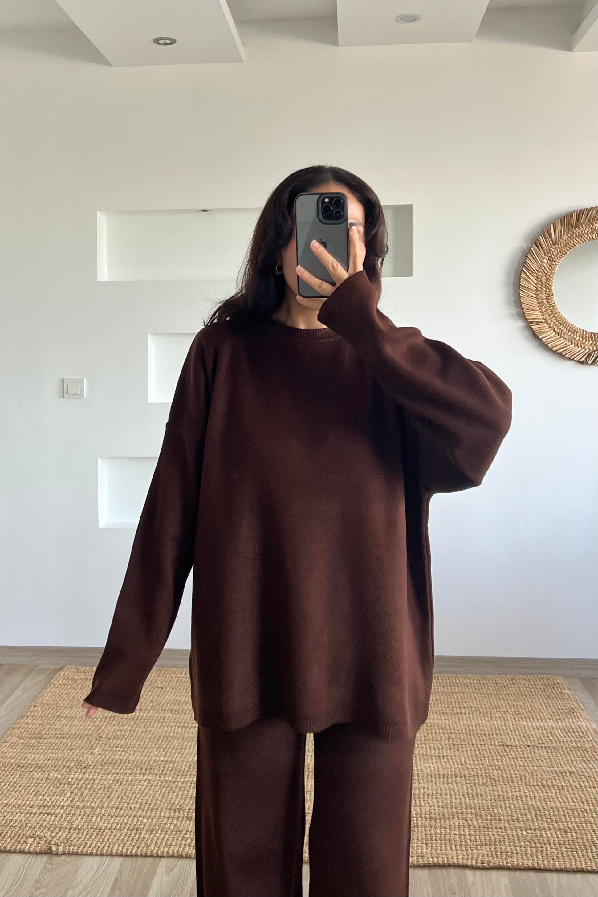 Kahverengi Comfort Triko Takım uygun fiyatlarda www.butikhola.com adresinde