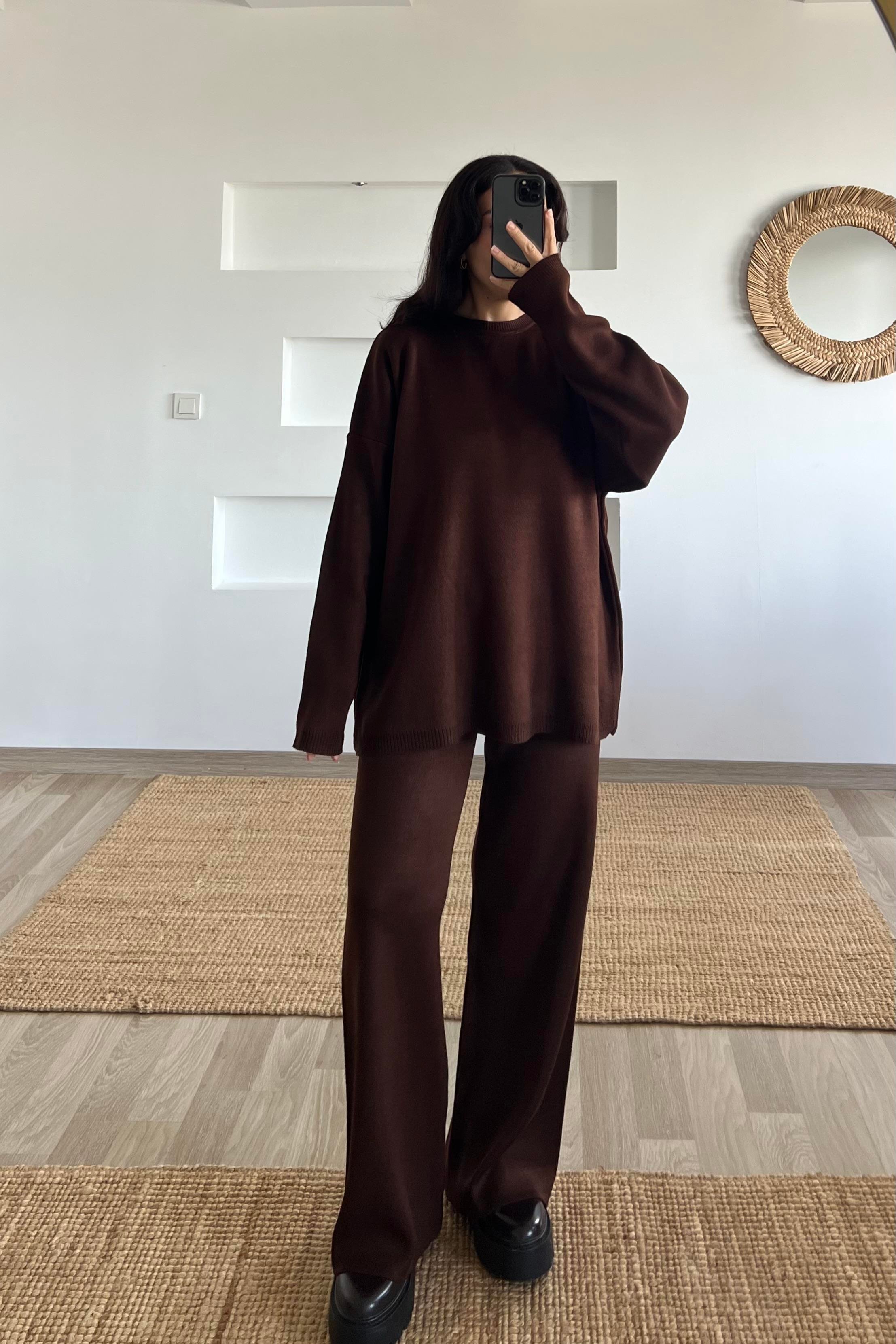 Kahverengi Comfort Triko Takım uygun fiyatlarda www.butikhola.com adresinde
