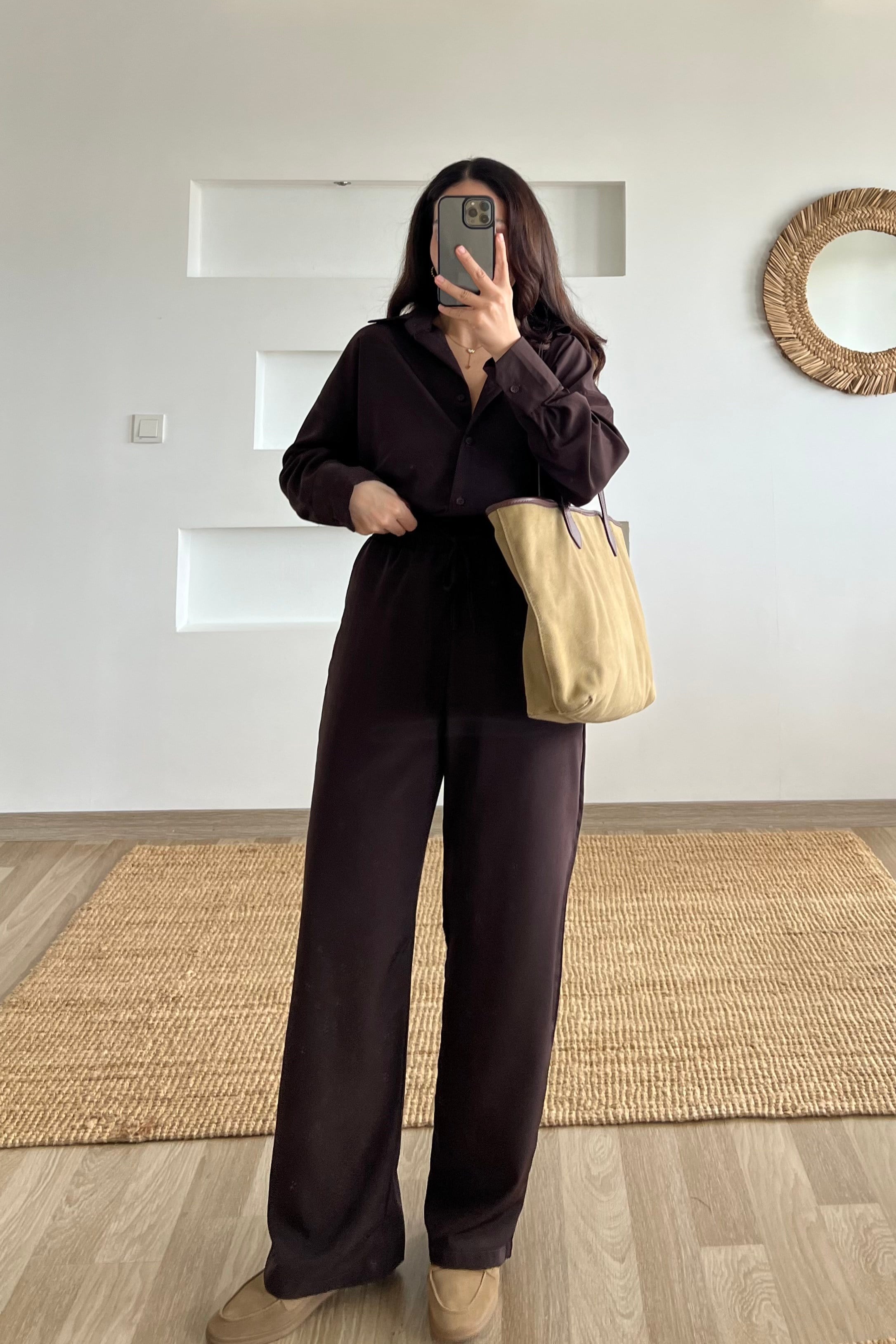 Kahverengi Gömlek Pantolon Takım uygun fiyatlarda www.butikhola.com adresinde