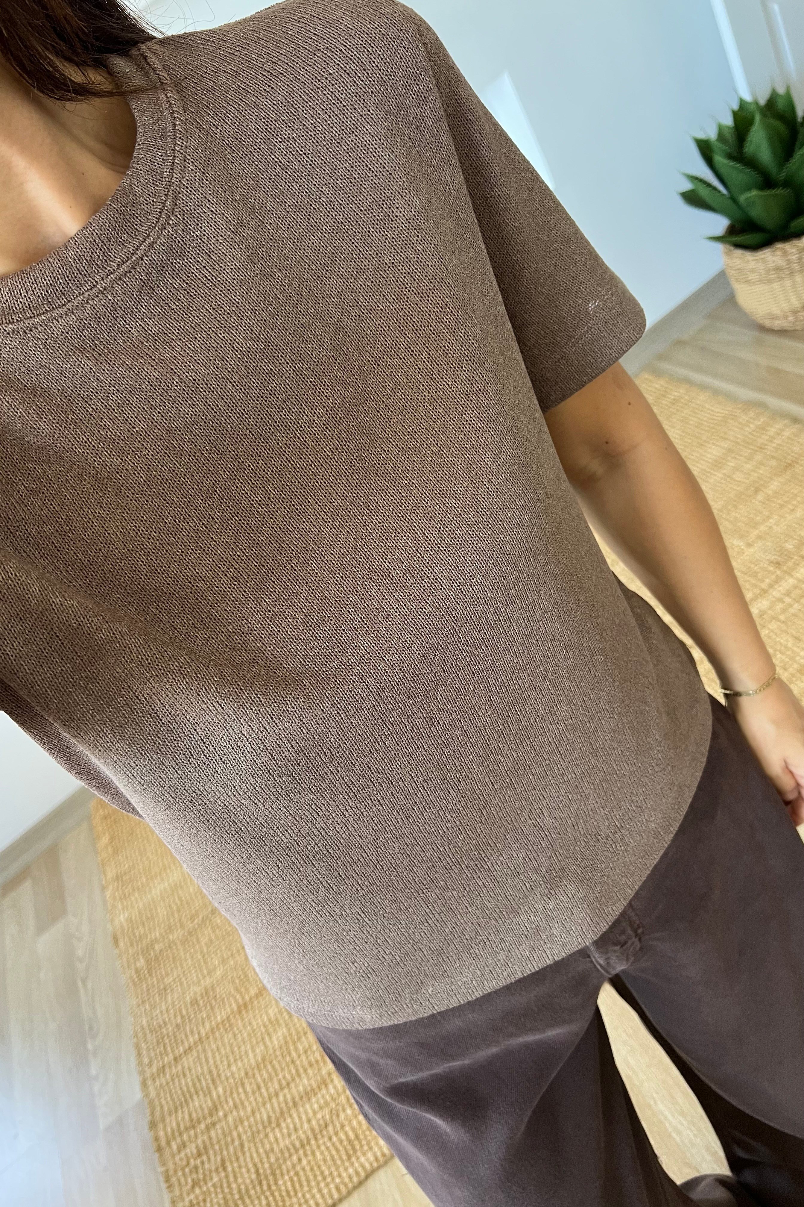 Kahverengi Merserize Bluz uygun fiyatlarda www.butikhola.com adresinde