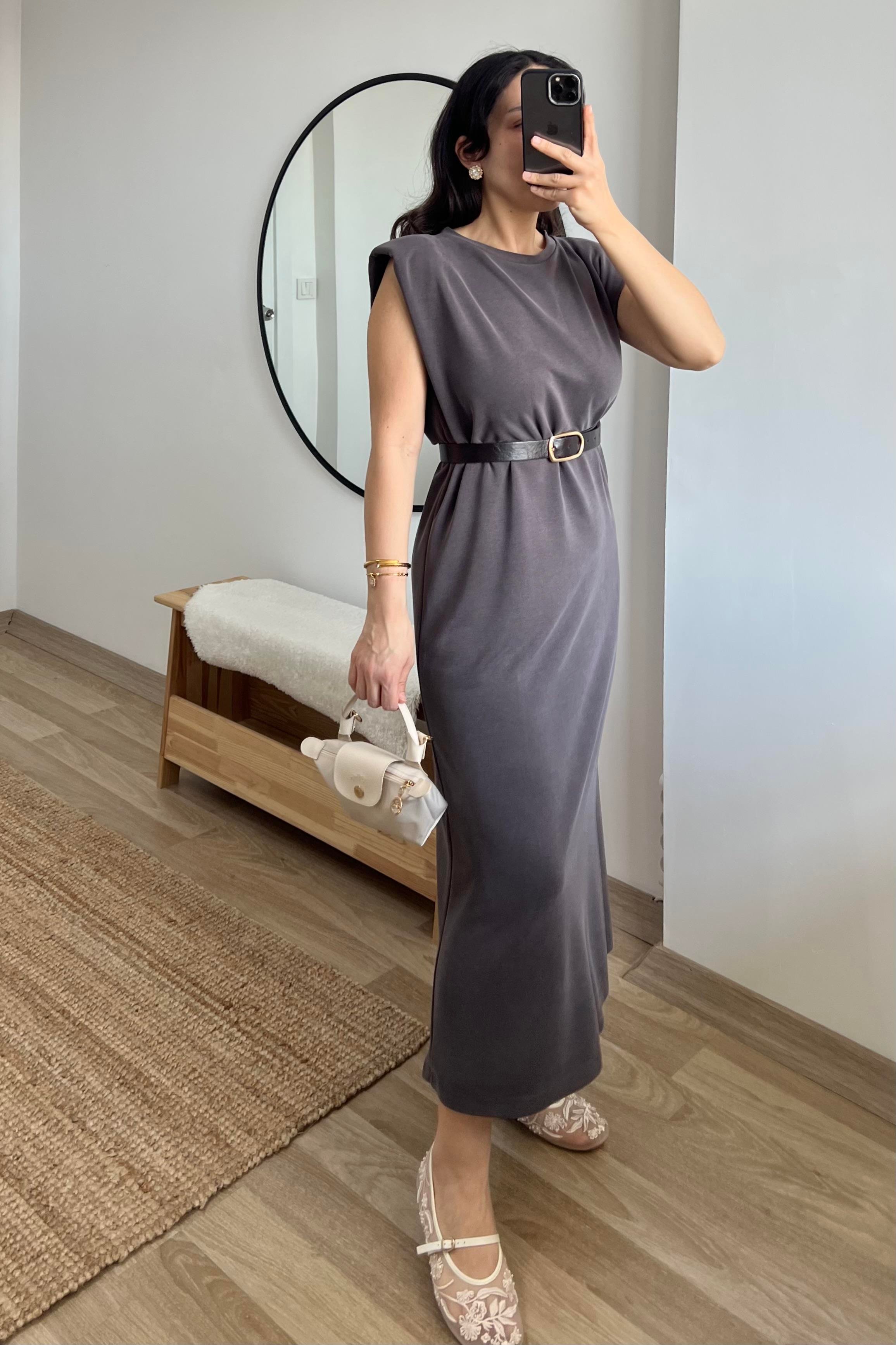 Kahverengi Modal Vatkalı Elbise uygun fiyatlarda www.butikhola.com adresinde