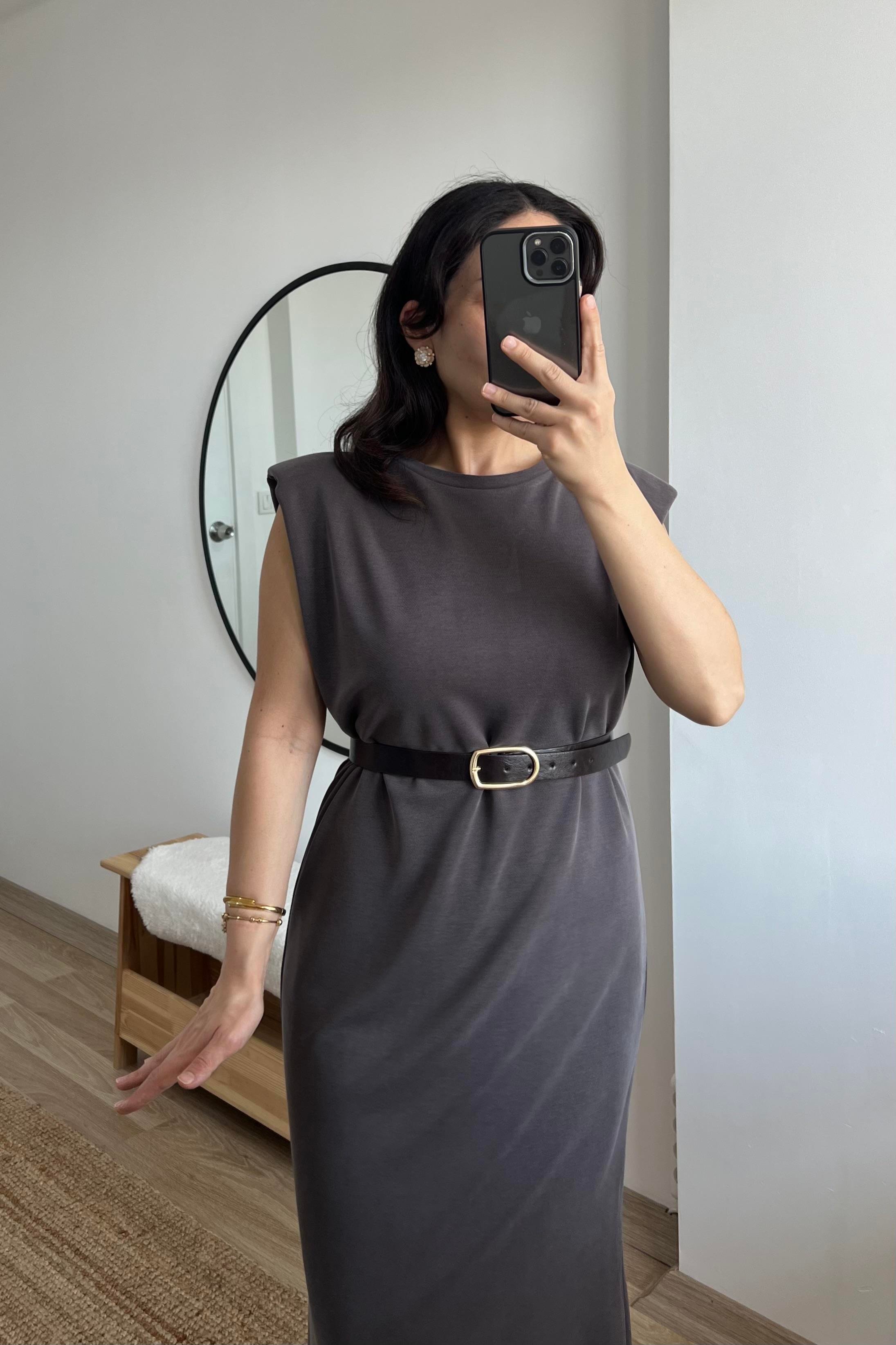 Kahverengi Modal Vatkalı Elbise uygun fiyatlarda www.butikhola.com adresinde