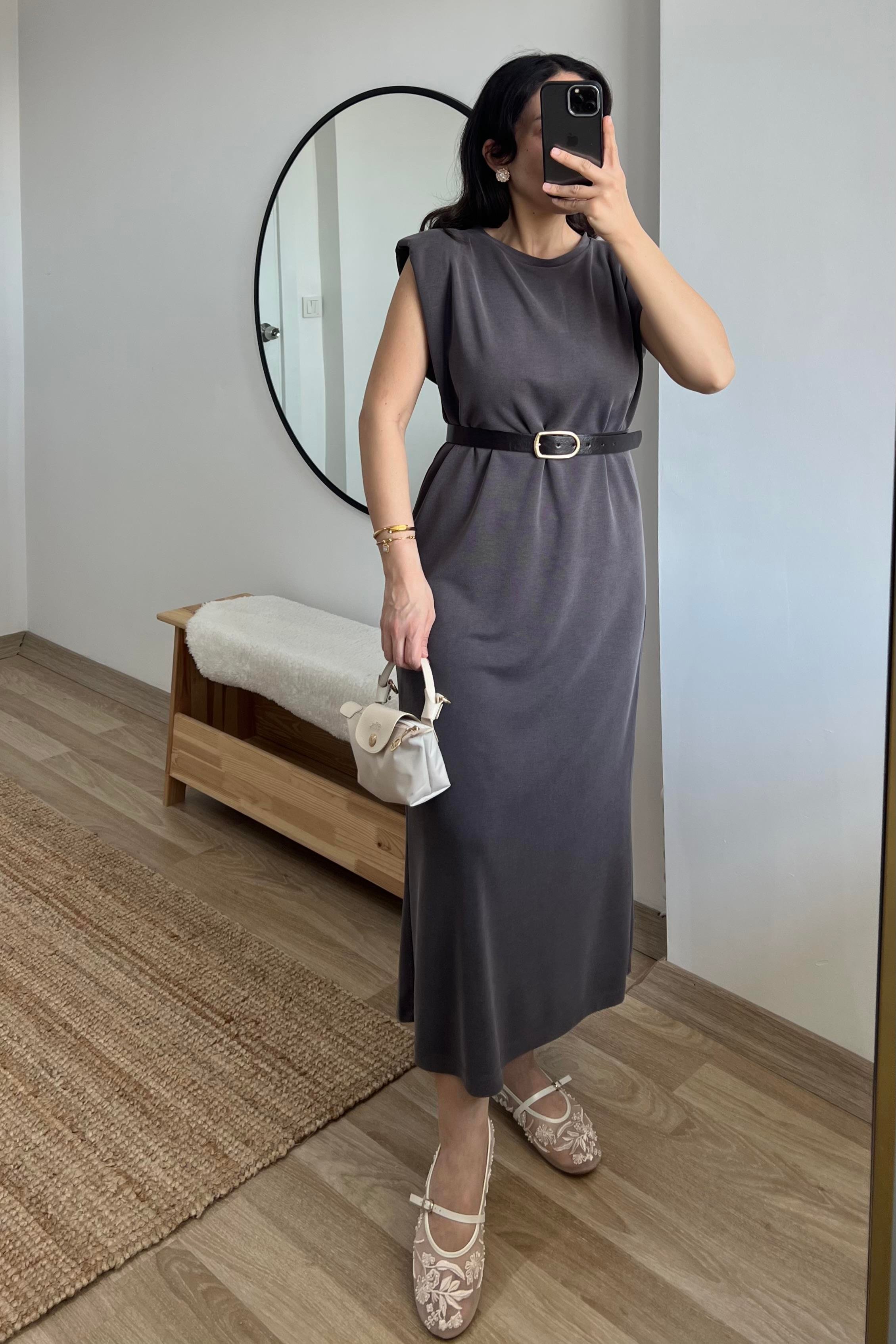 Kahverengi Modal Vatkalı Elbise uygun fiyatlarda www.butikhola.com adresinde