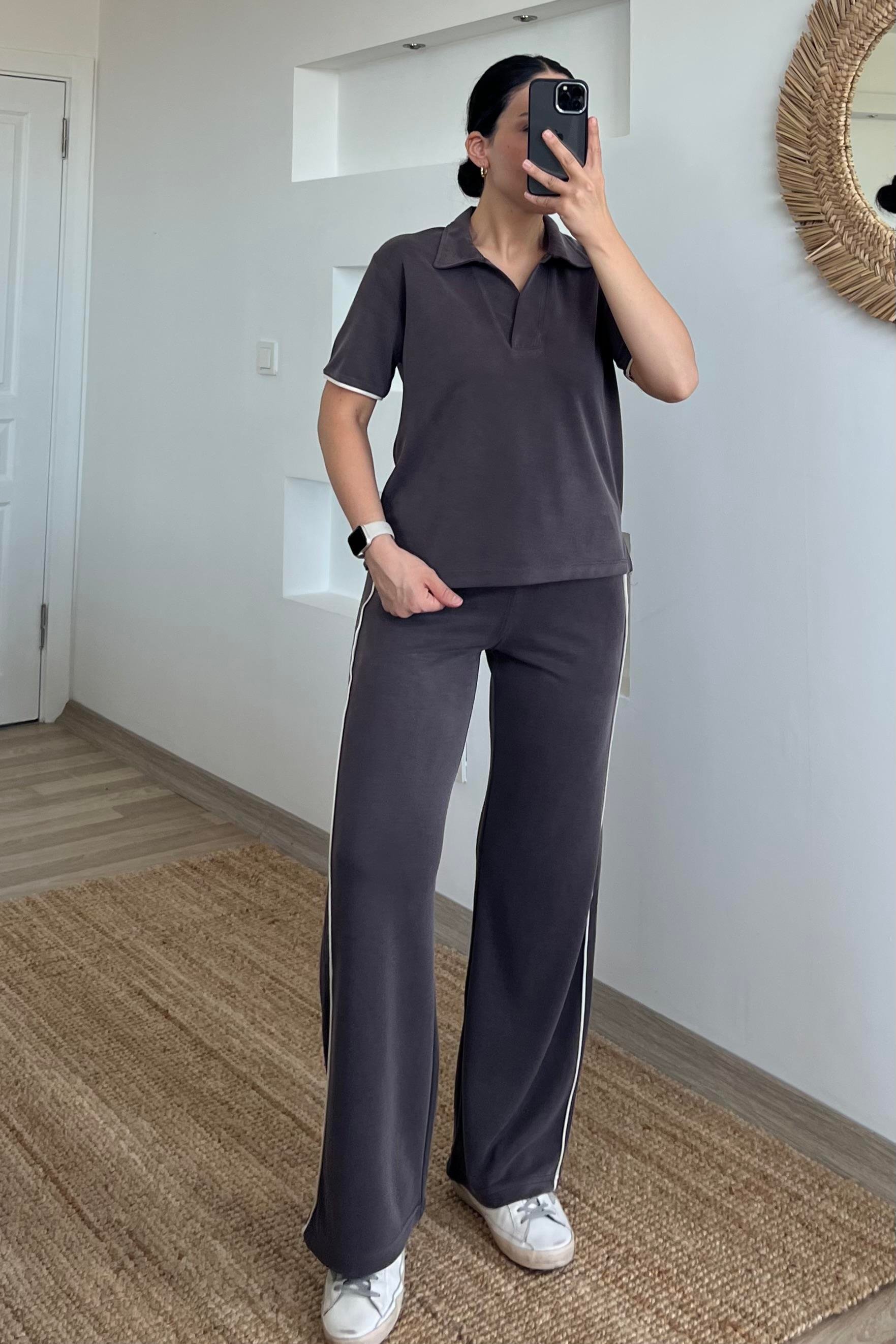 Kahverengi Oysho Kumaş Modal Polo Yaka Tshirt Pantolon Takım uygun fiyatlarda www.butikhola.com adresinde