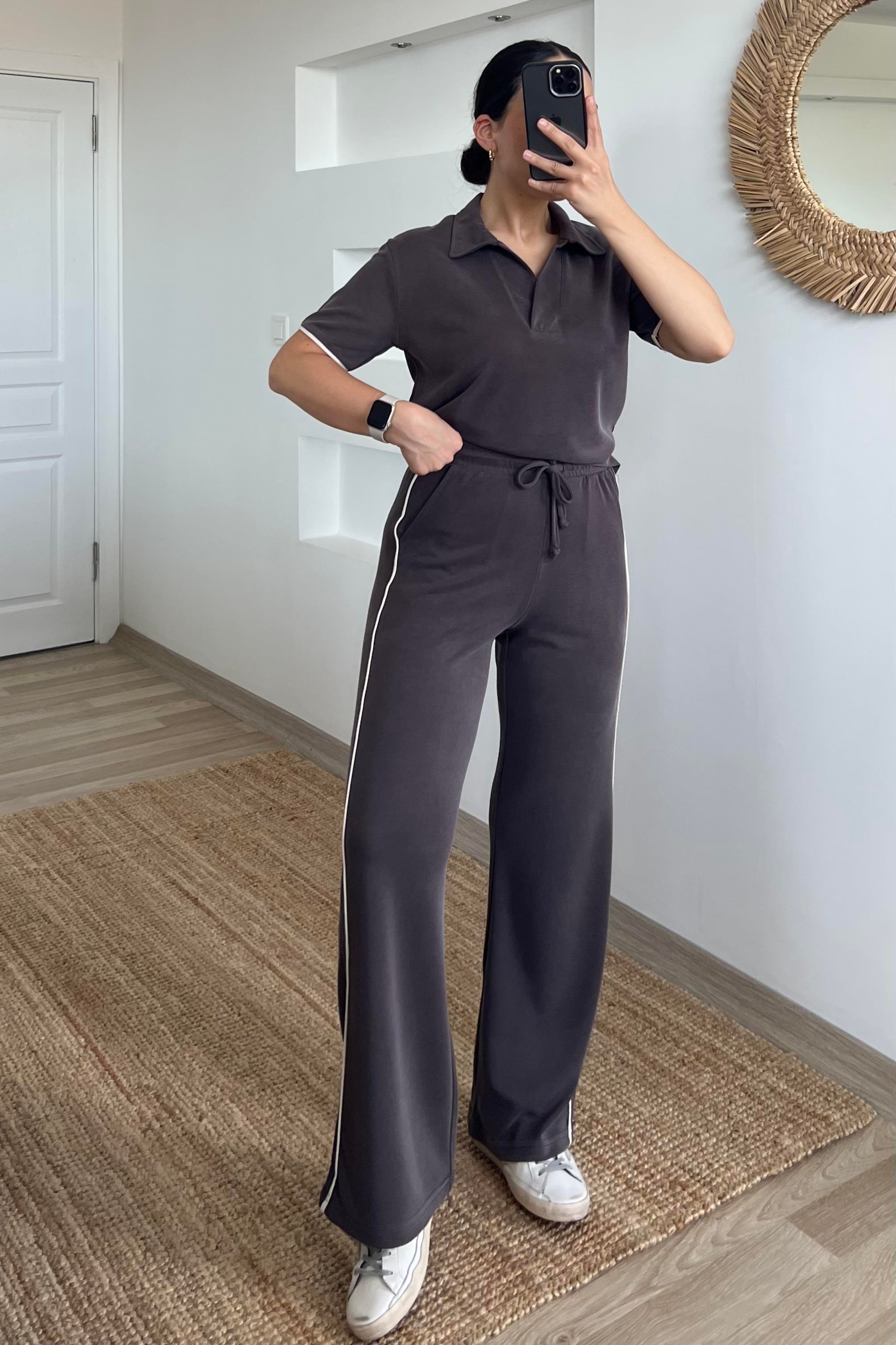 Kahverengi Oysho Kumaş Modal Polo Yaka Tshirt Pantolon Takım uygun fiyatlarda www.butikhola.com adresinde